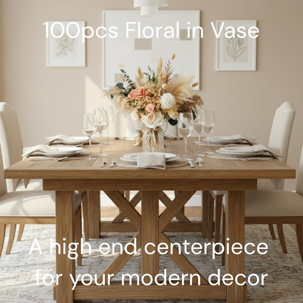 Luxury Pampas Grass Floral Arrangement with Vase Boho Centerpiece Decor