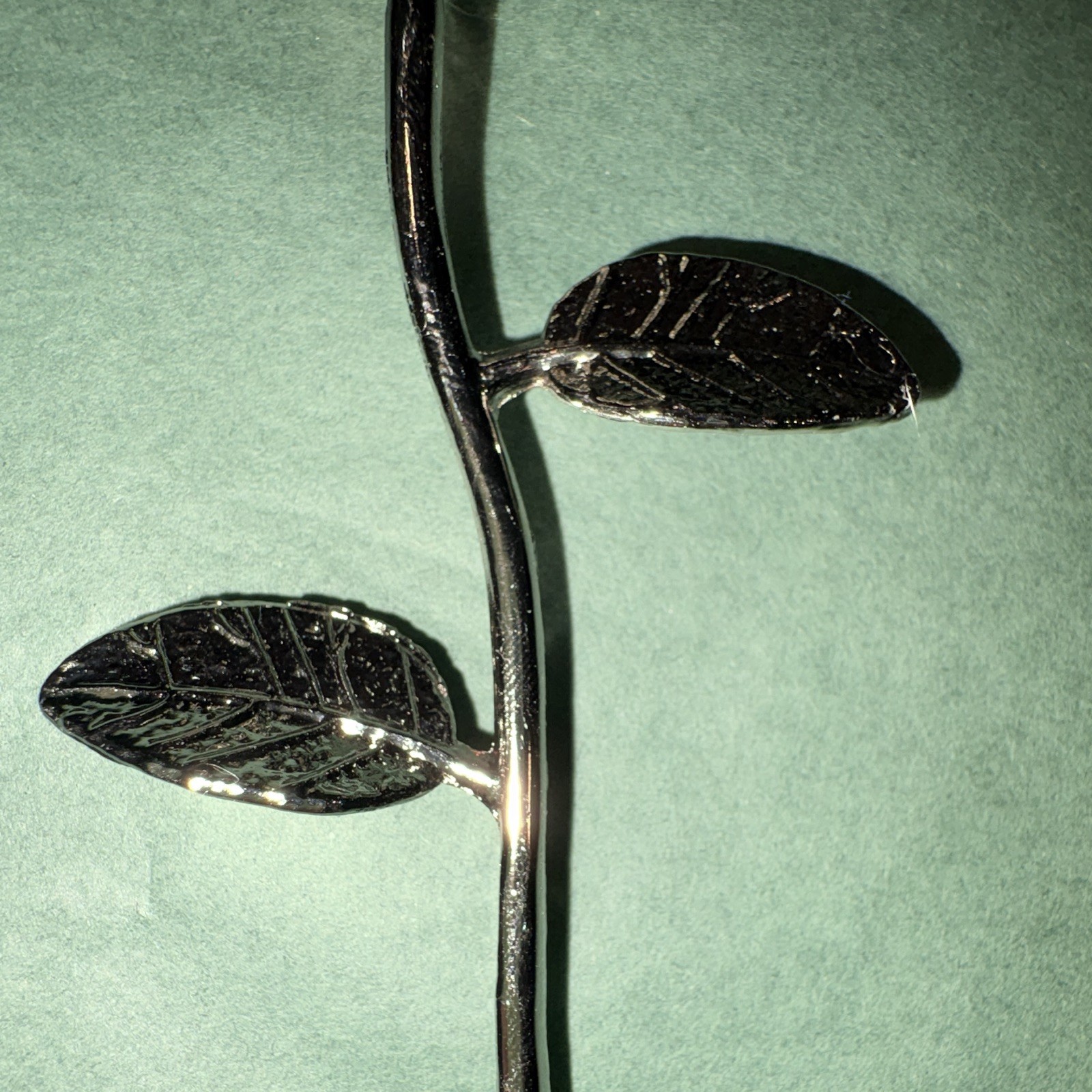 Artificial Metal Rose Flower Stem Wall Decor, Silver & Brown Floral 5 in