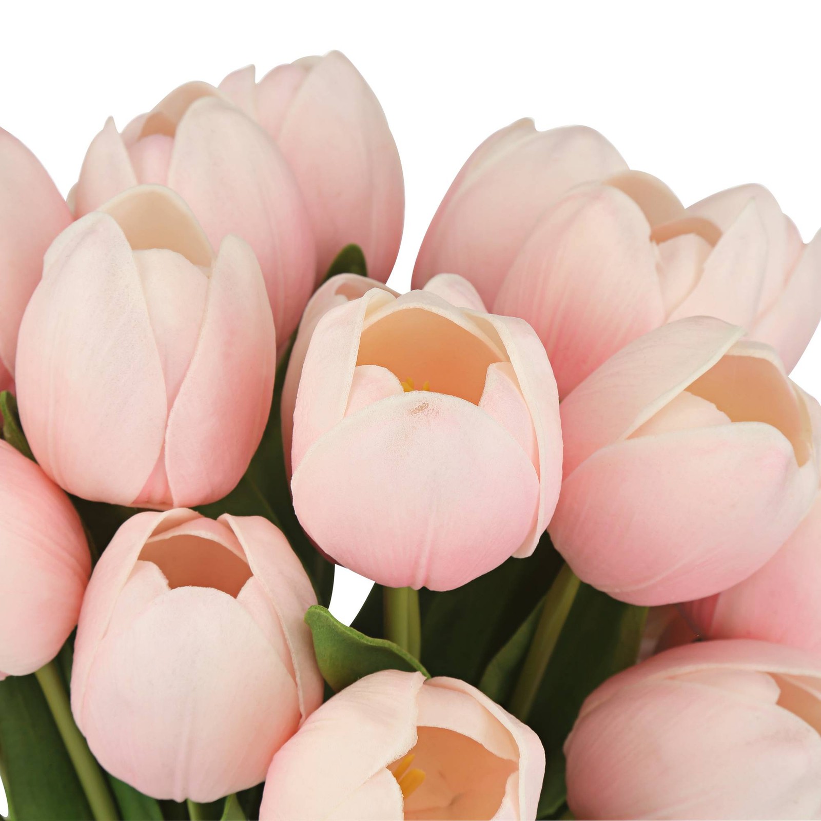 Emmie Pink Tulips 12″ High Faux Flower in Clear Glass Vase