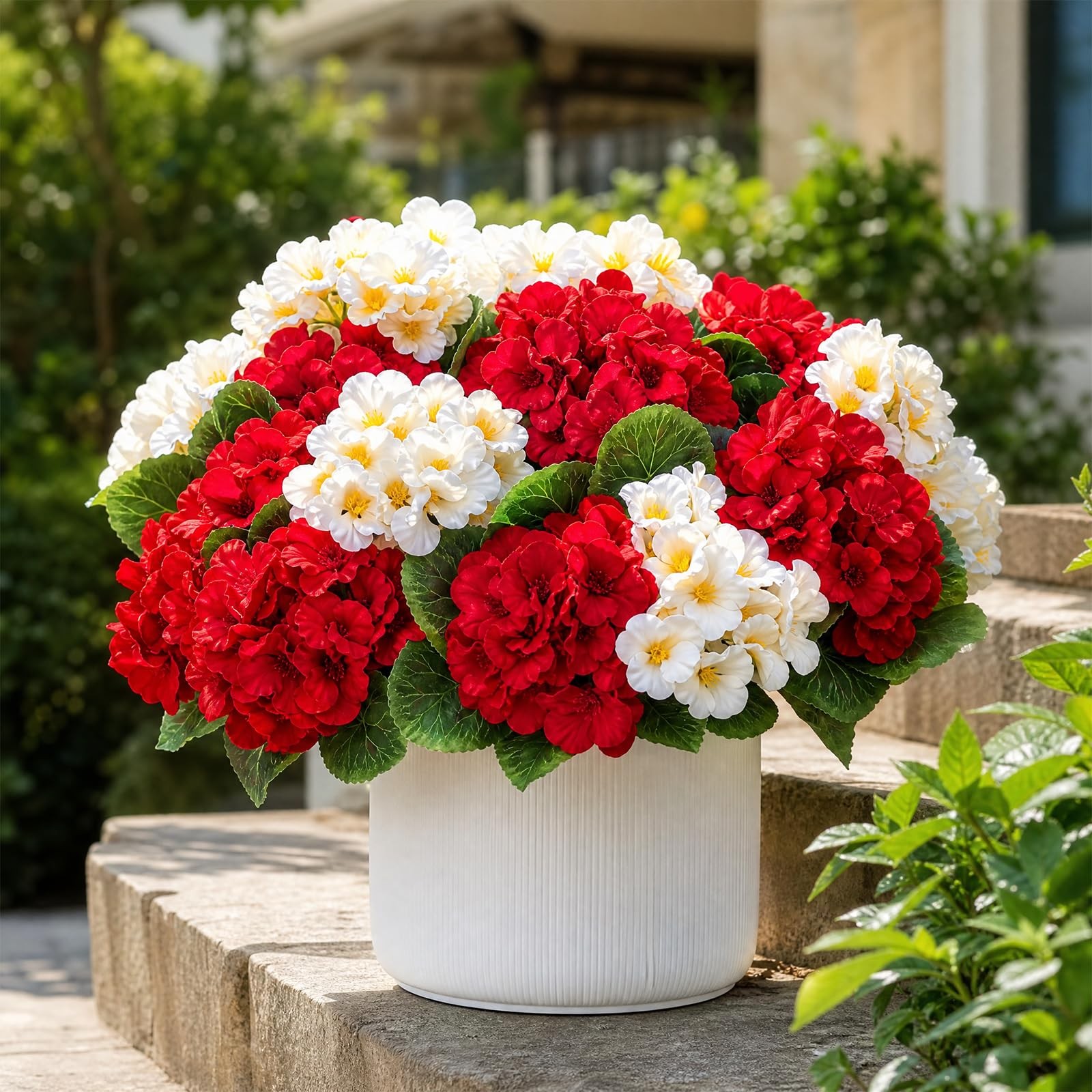6 Pcs Artificial Geraniums Flowers for Outdoor, UV Resistant Outdoor Artifici…