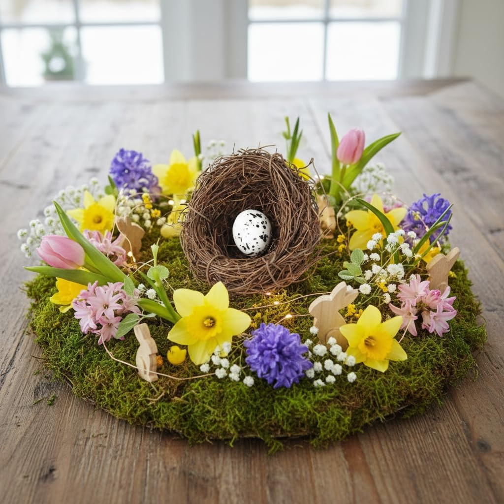 Artificial Bird Nest, Bird Nest with Artificial Bird Eggs, Country Style Simulat