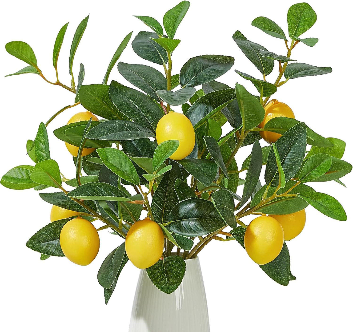 3 Pcs Artificial Lemons Tree Branches – Faux Greenery Stems Realistic Lemon Bran