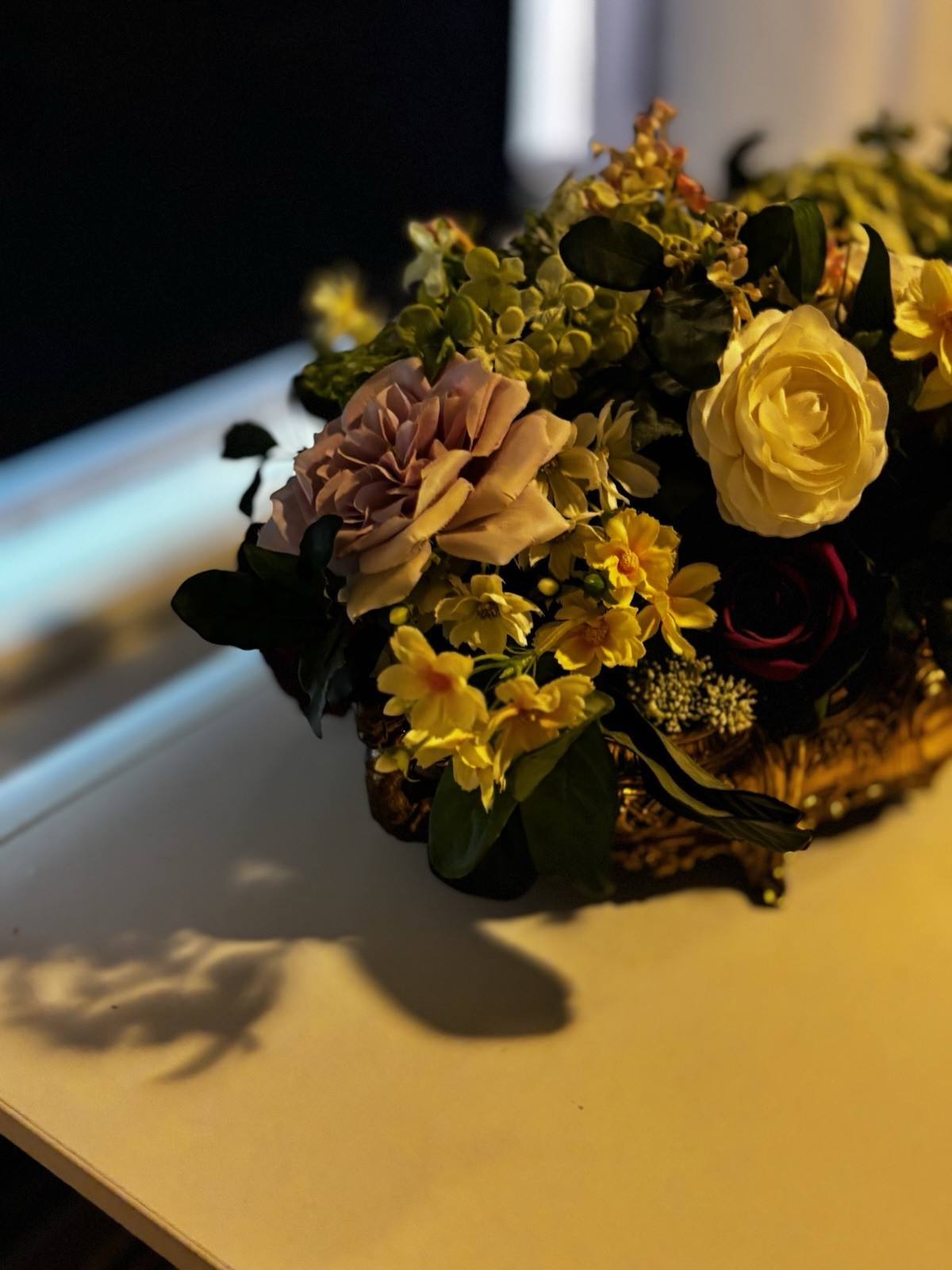 Large Elegant PINKS Flower Arrangement In Antique Brass Victorian Centerpiece
