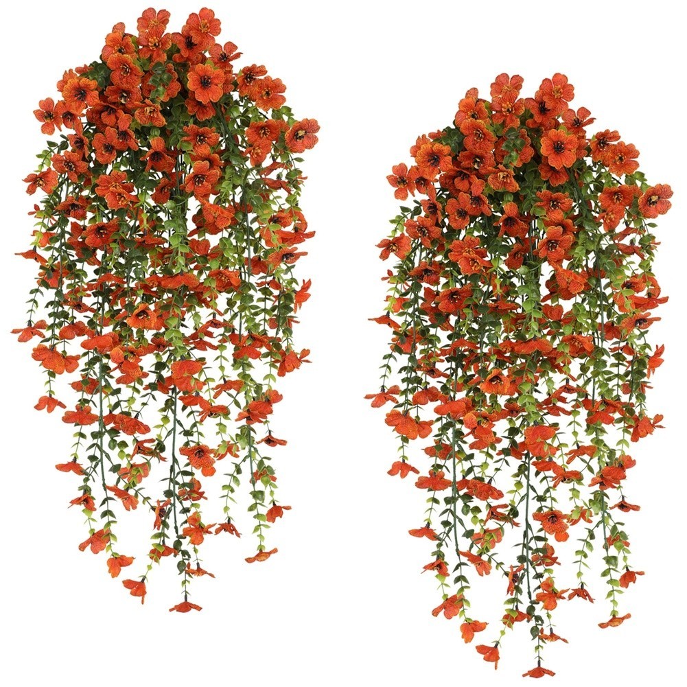 76cm Artificial Eucalyptus Vine with Violet Silk Flowers for Outdoor Decoration