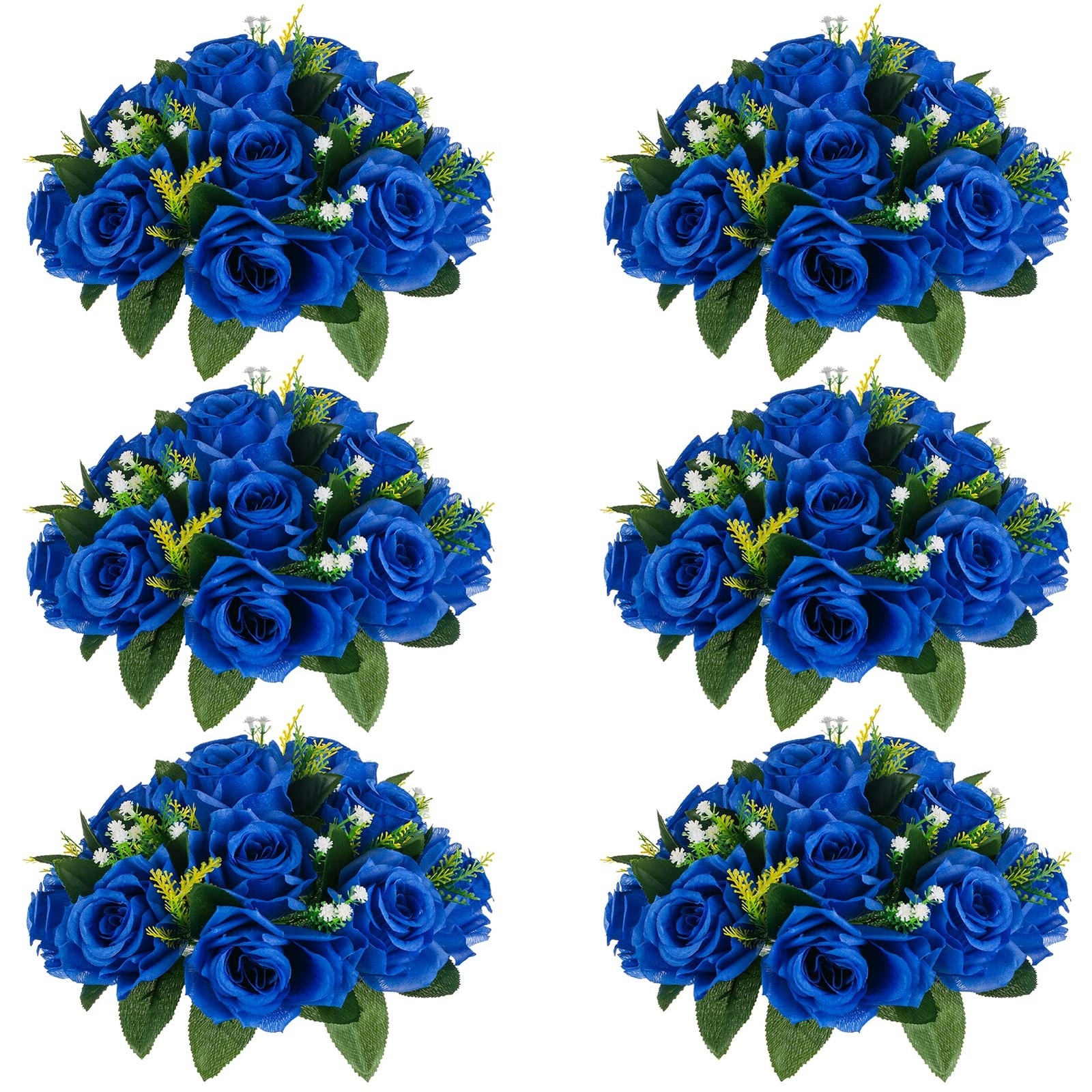 NUPTIO Flower Ball Arrangement Bouquet – 6 Pcs 9.5 inch Diameter Royal Blue F…