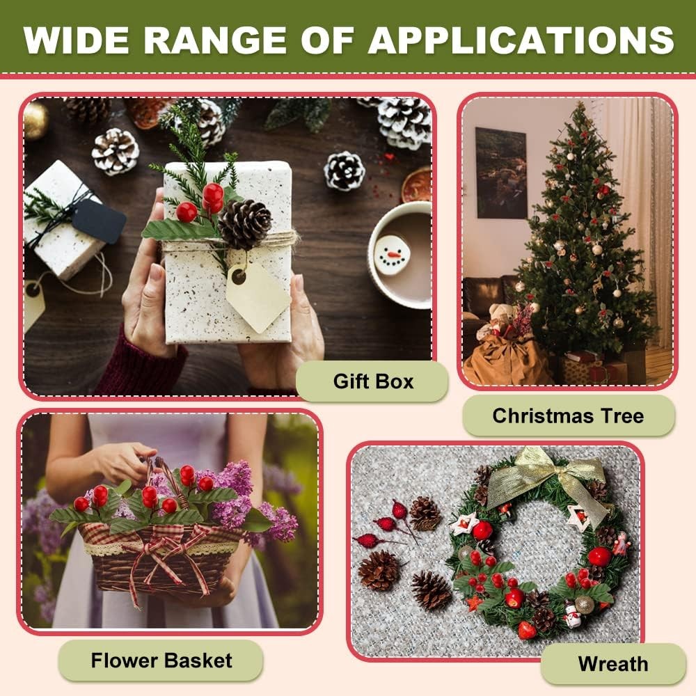 10 Pcs Artificial Leaf + Holly Berries for Wedding Party Home Decoration DIY