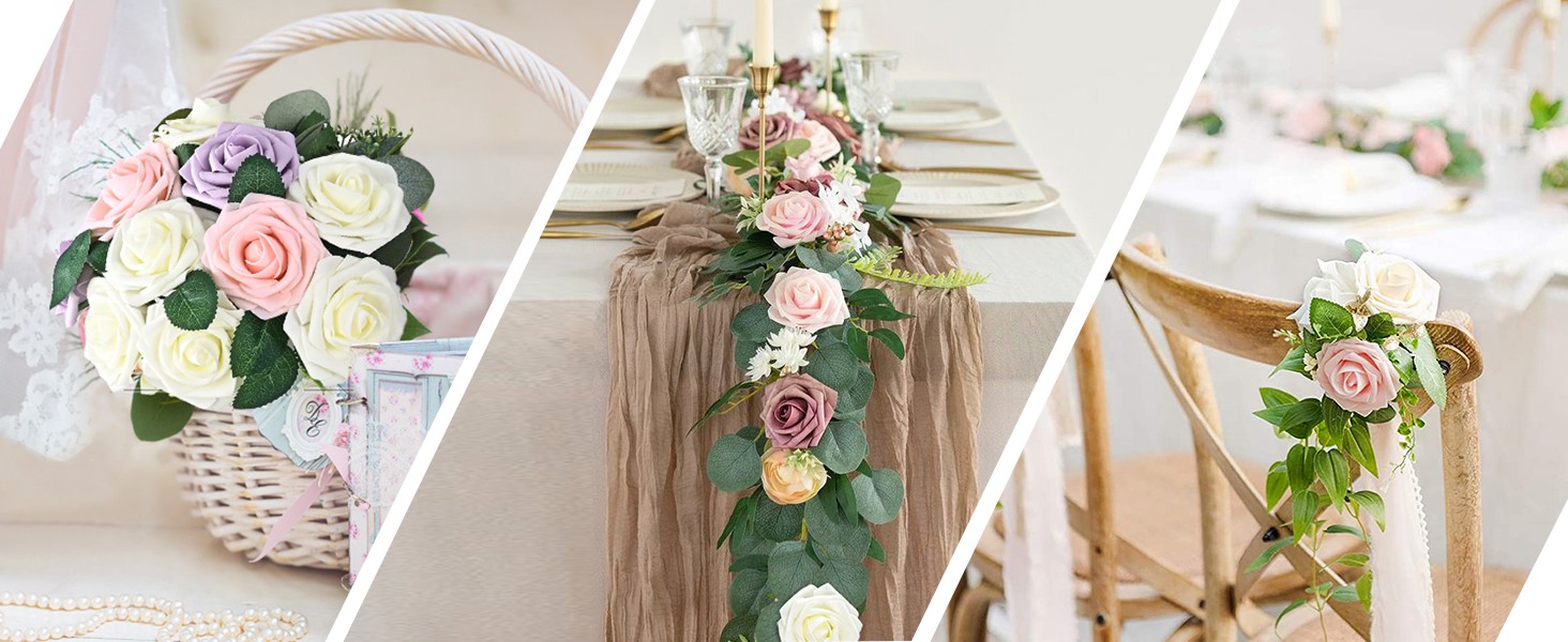 16Pcs Artificial Flowers Fake Roses with Stems, Ivory White Boxed Foam Roses for