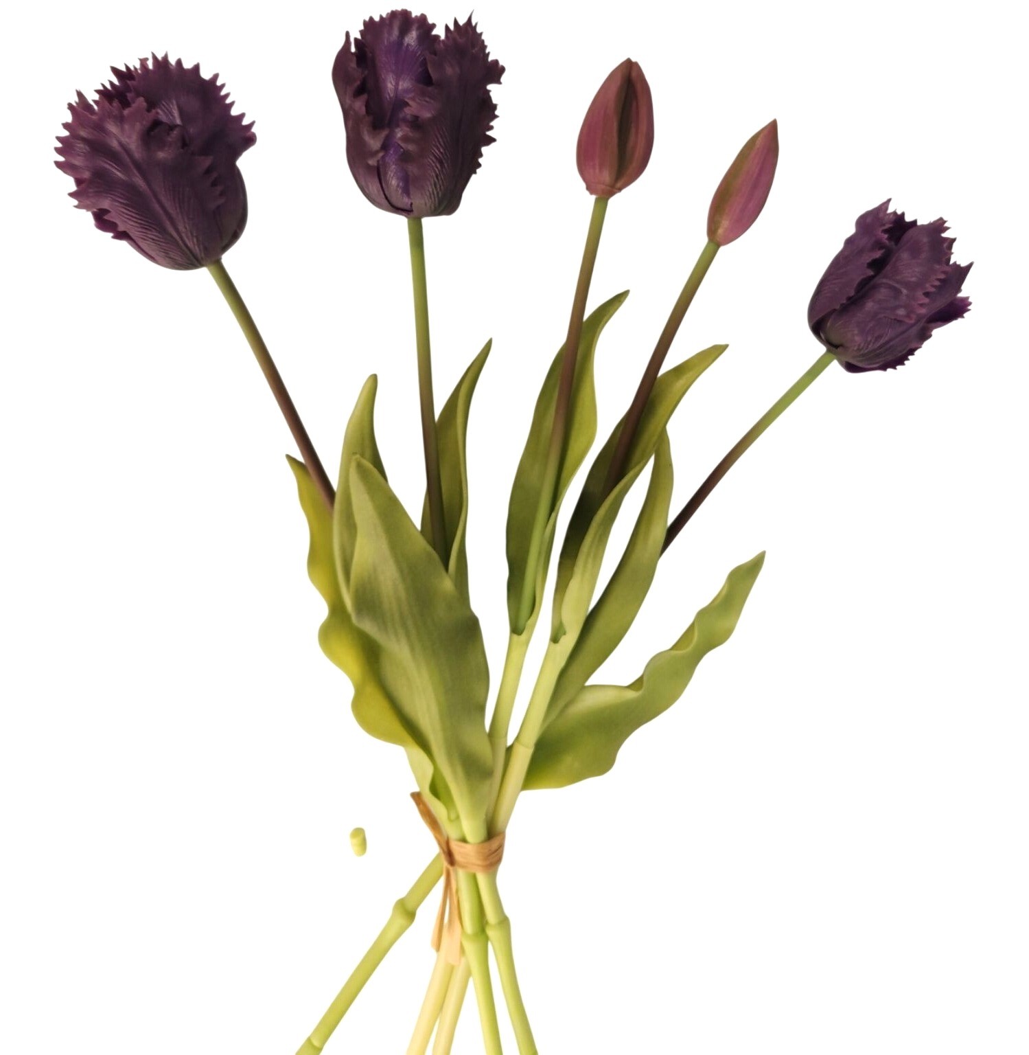 Plum Purple Artificial Tulips 15 Inch Set of 5 Faux Spring Flowers Wedding Home