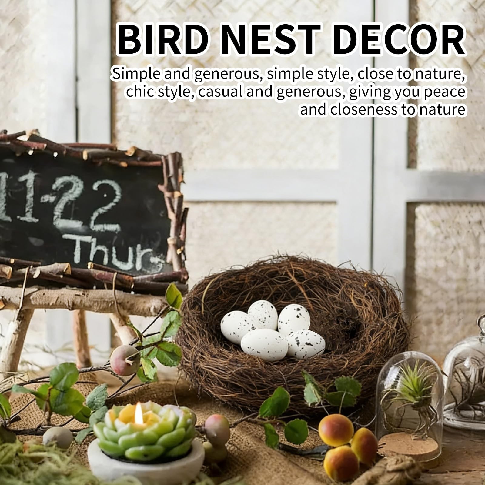 6Pcs 12″ Large Artificial Bird Nests with Eggs for Crafts & Spring Decor