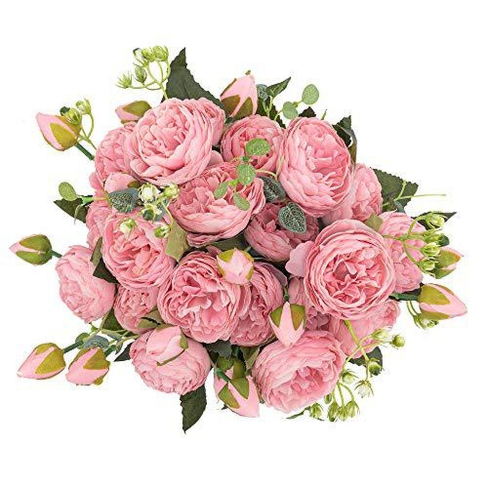 5 Head Persian Peony Silk Flowers Wedding Home Decor Fake Roses Bouquet