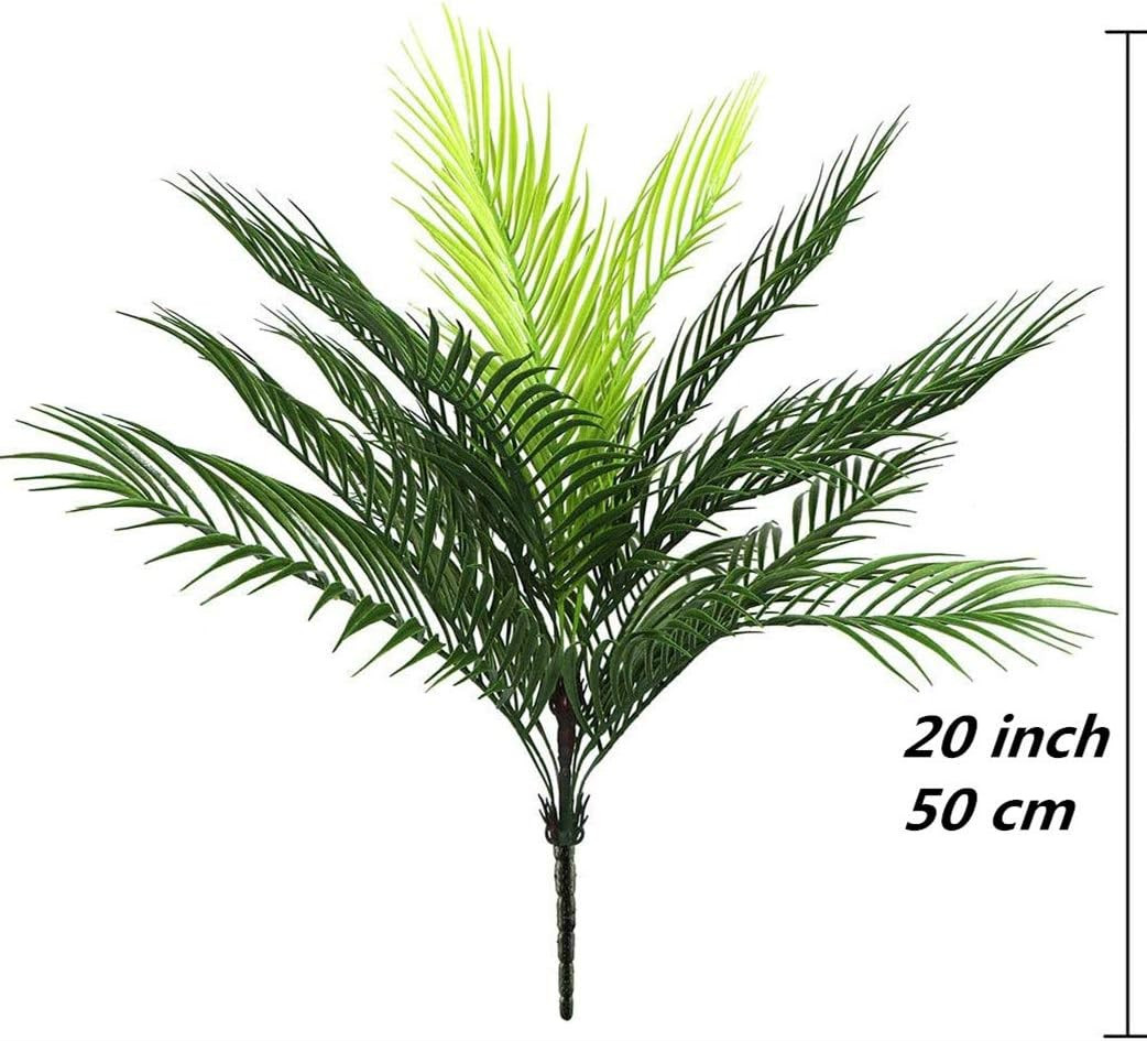 Artificial Palm Tree, Plastic Plants Greenery Fake Tropical Shrubs Faux Big Leav