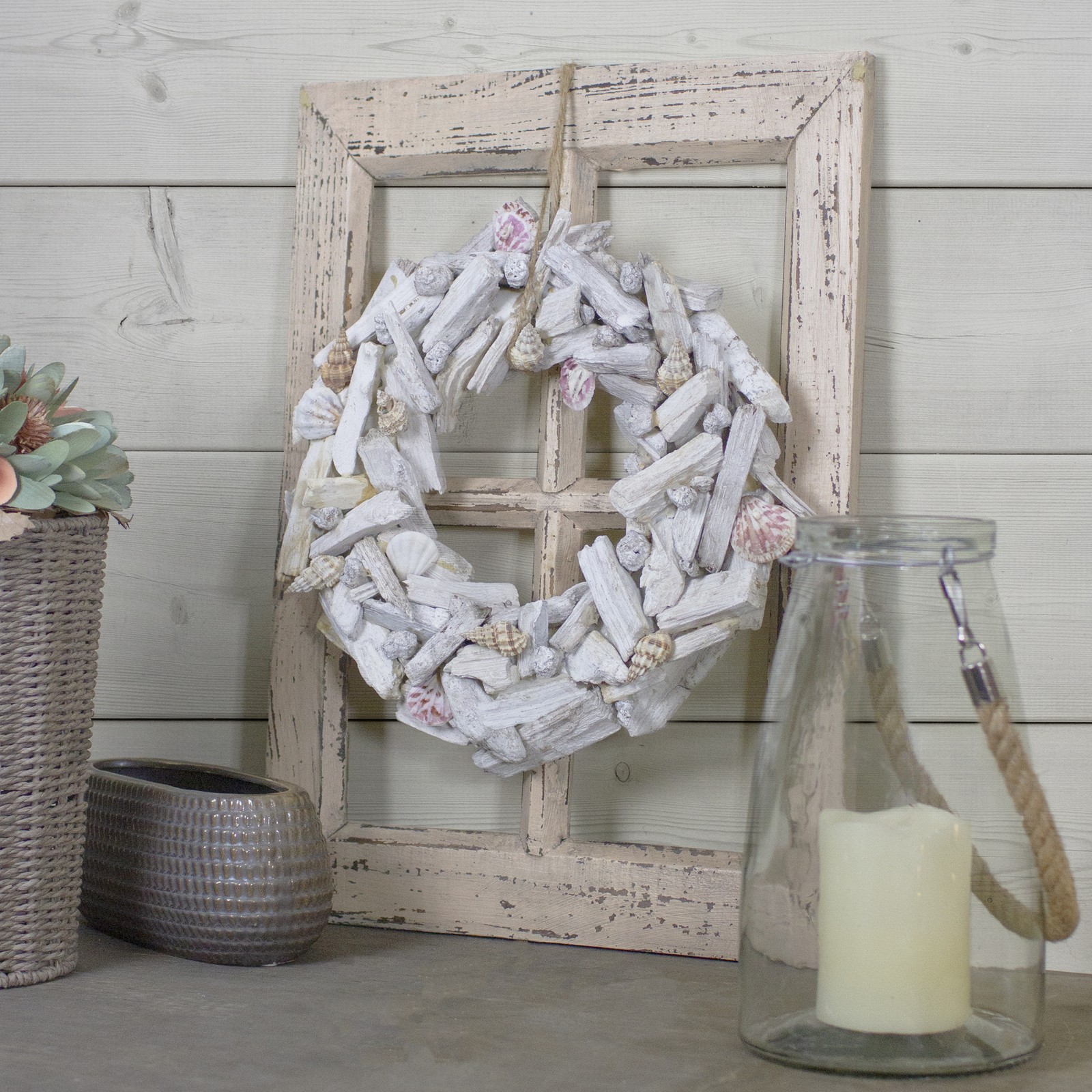 Northlight 13″ Nautical Driftwood and Seashell Artificial Summer Wreath