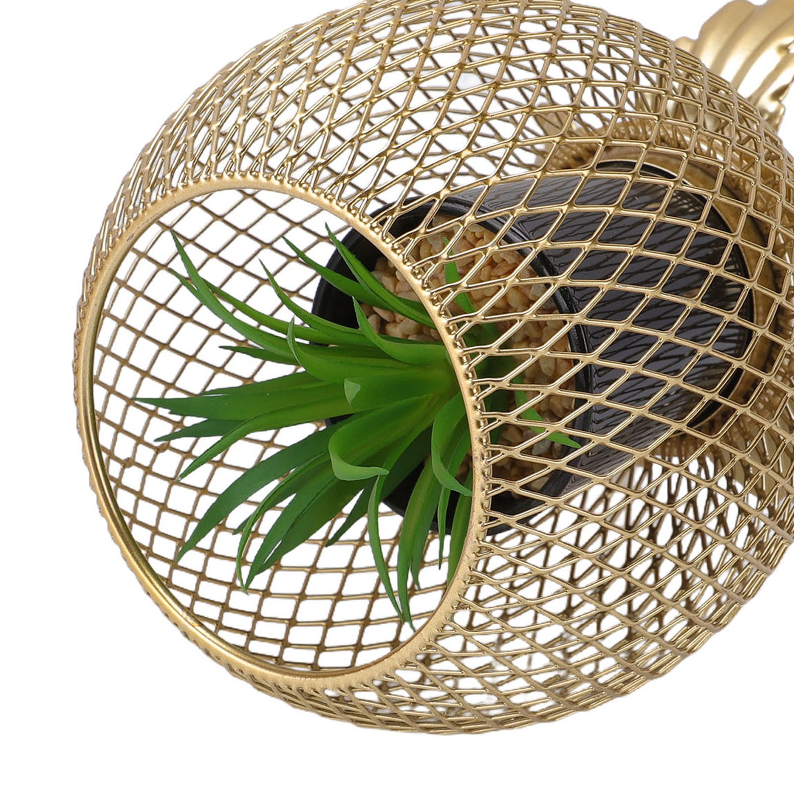 2-Decorative Fake Plant With Metal Cage Indoor Home Entryway Decor