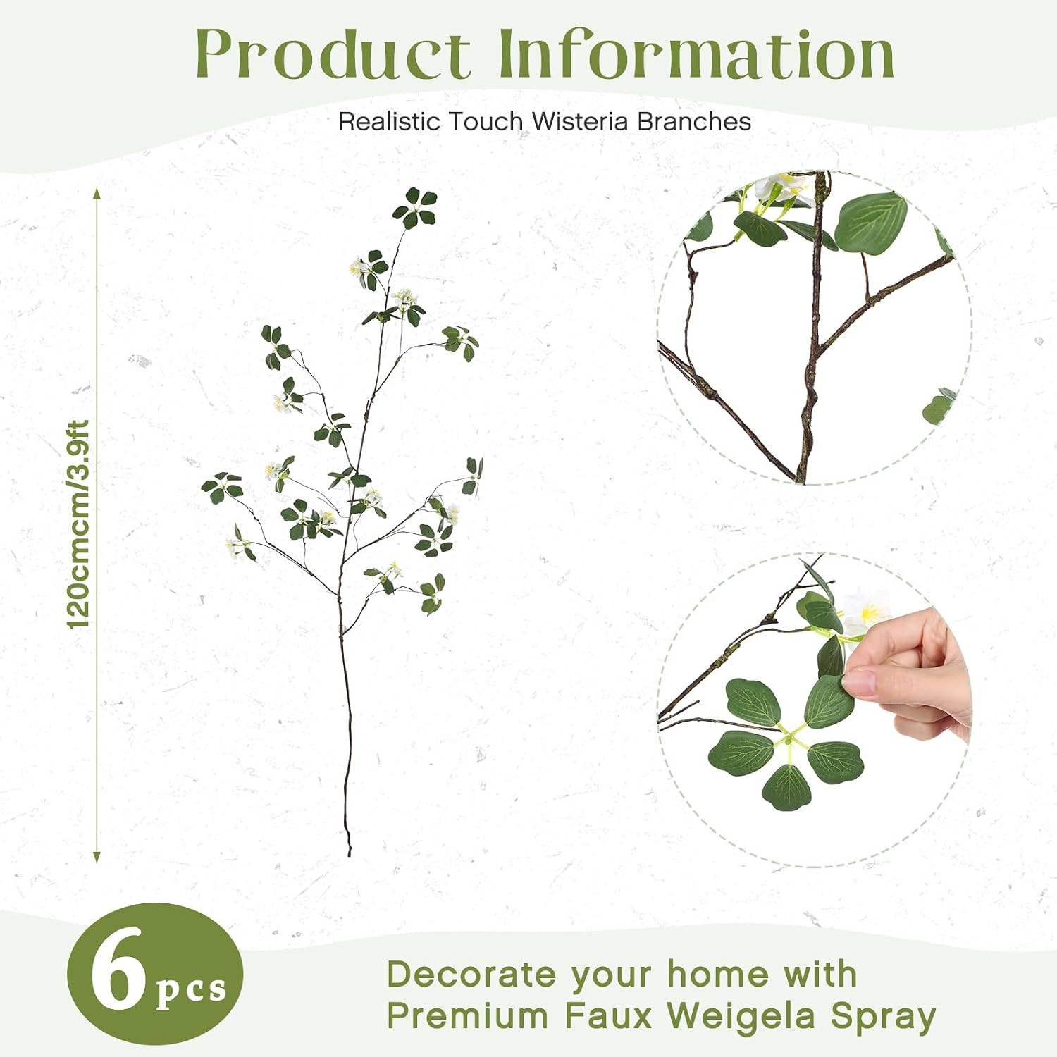 47.2″ Tall Faux Flower Branches – 6 Pcs Rattan Lotus for Home Decor