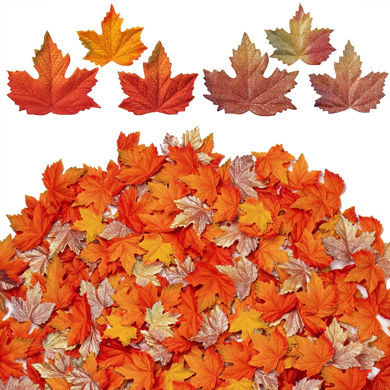 120 PCS Fake Fall Maple Leaves Assorted Color Silk Artificial Autumn Leaf