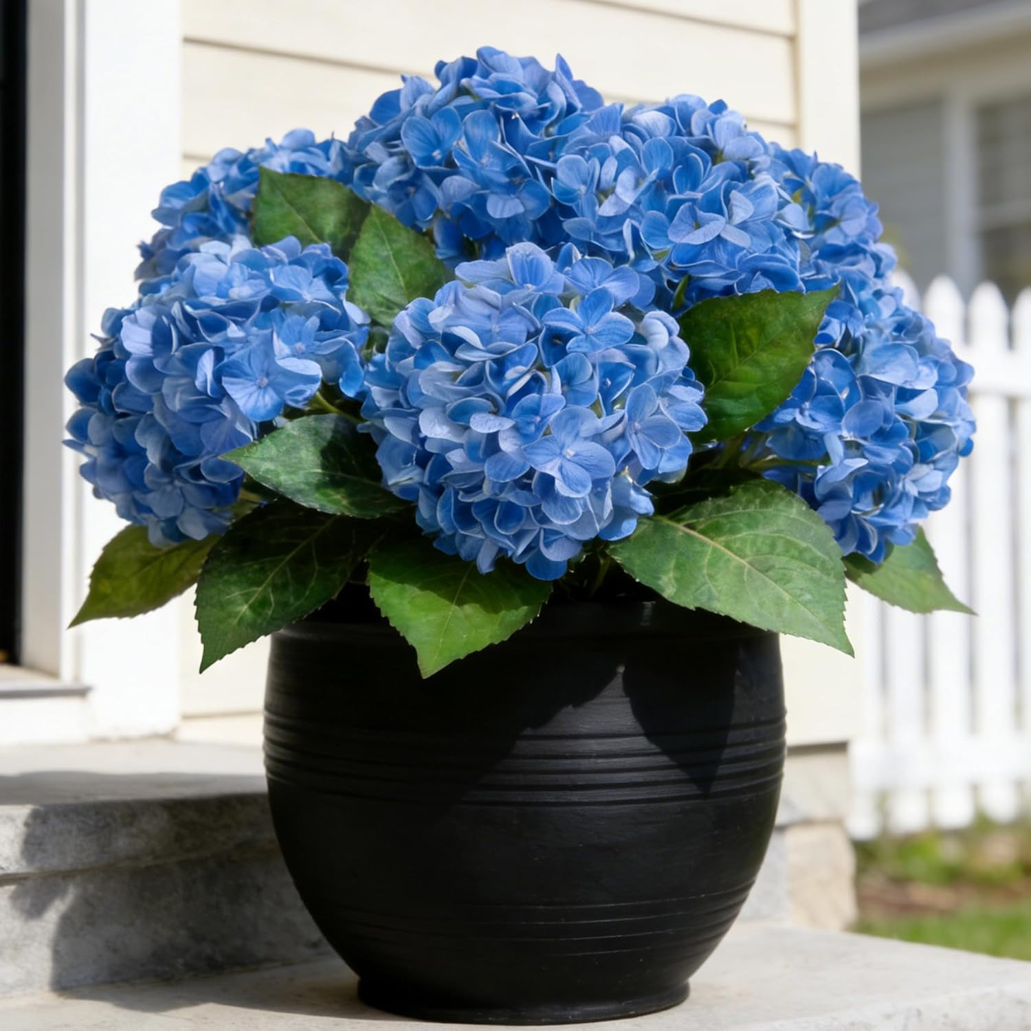 Real Touch Faux Blue Hydrangea Bouquets – 3pcs 18″ for Weddings & Decor