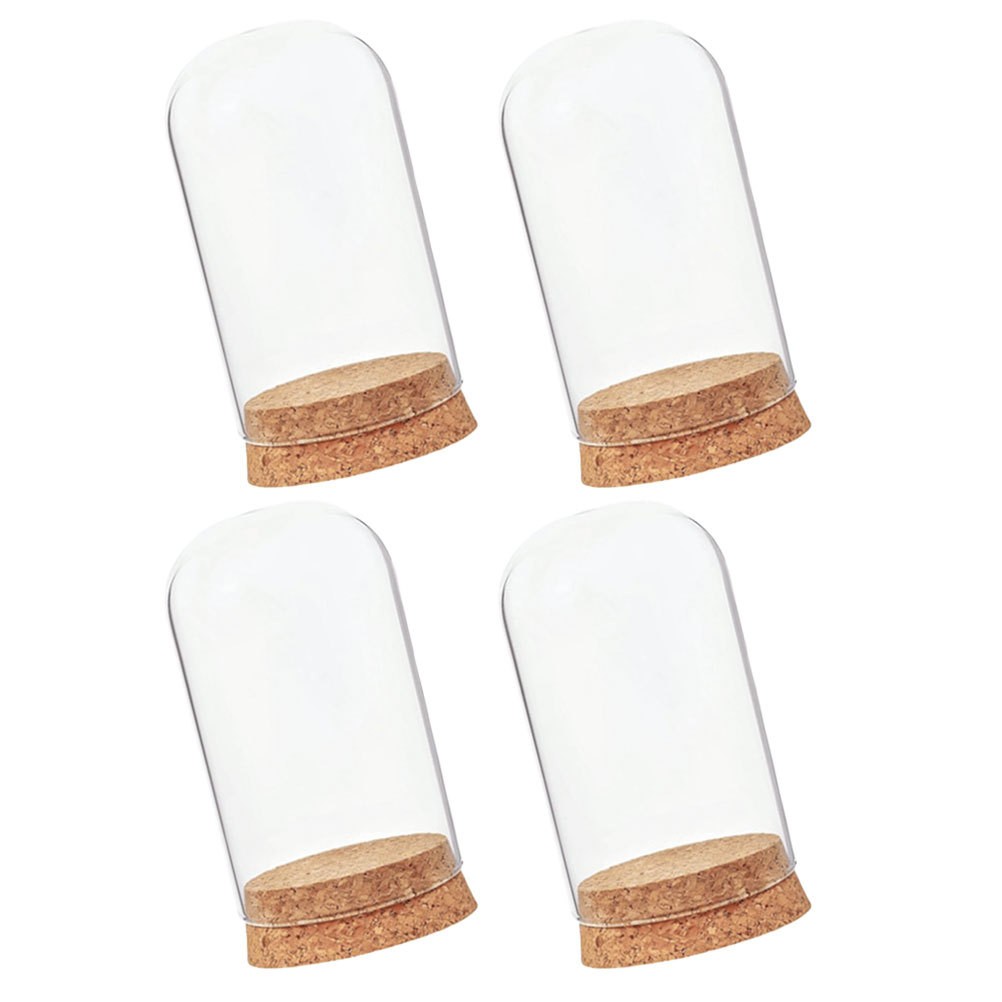 4pcs Mini Clear Glass Dome Cloche Cover Decorative Display Bell Jar