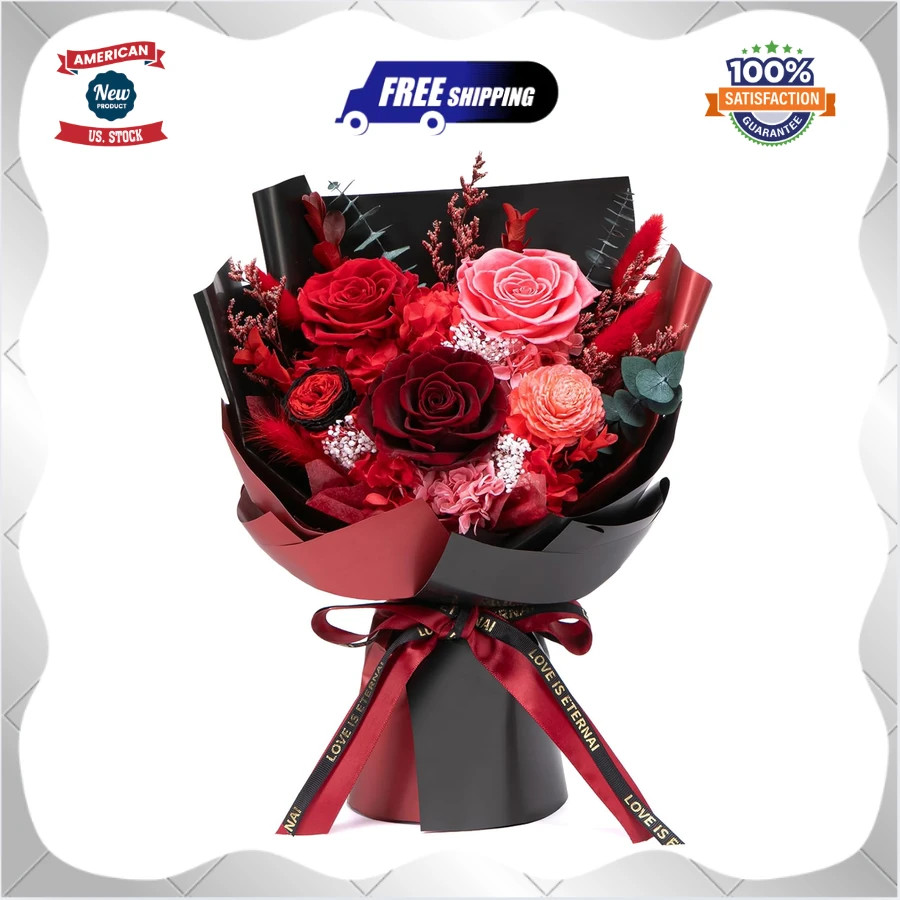 Preserved Red Rose Bouquet Real Forever Flowers Gift for Her Birthday Anniver…