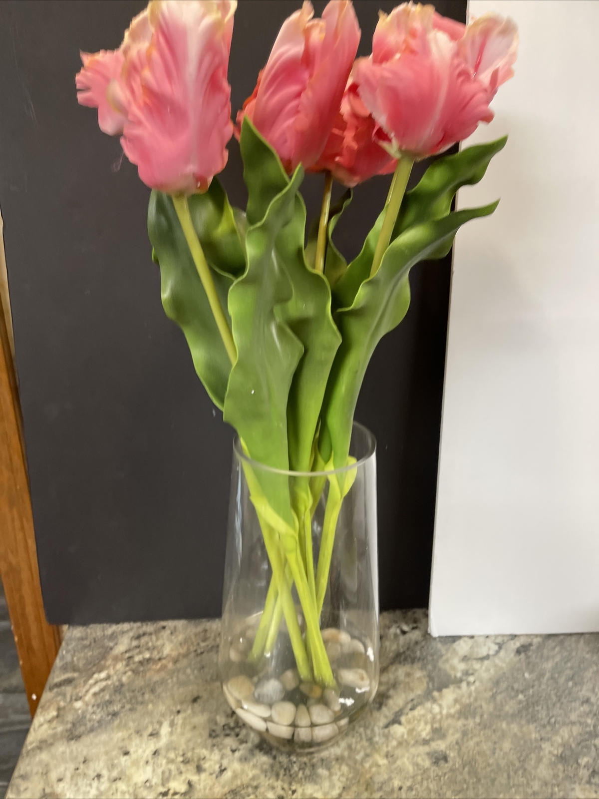 23” Real Touch Parrot Tulips Bouquet Water Vase Pink Flower Valerie Parr Hill