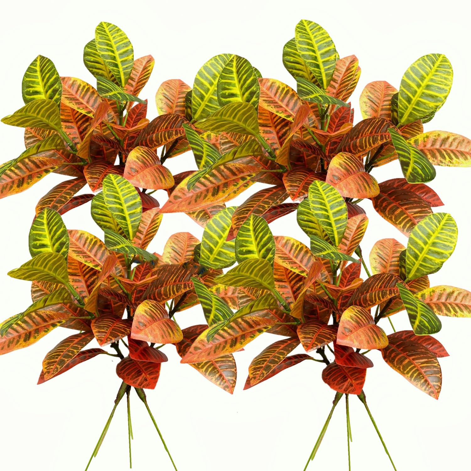 14.5 inch Artificial Croton Plant Leaf Branches Lifelike Tropical Houseplant …