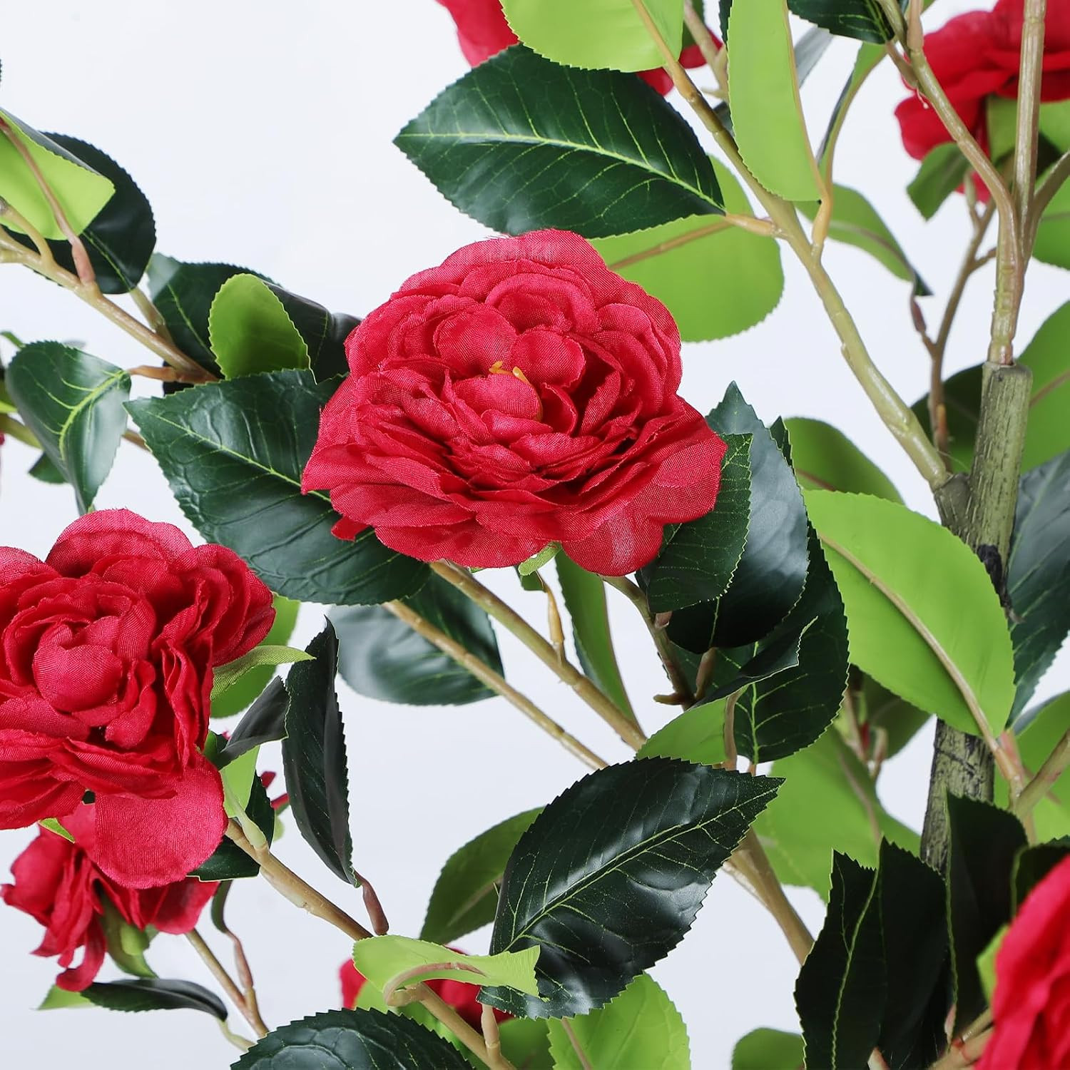 6FT Faux Camellia Tree with Red Flowers – Lifelike & Low Maintenance Decor
