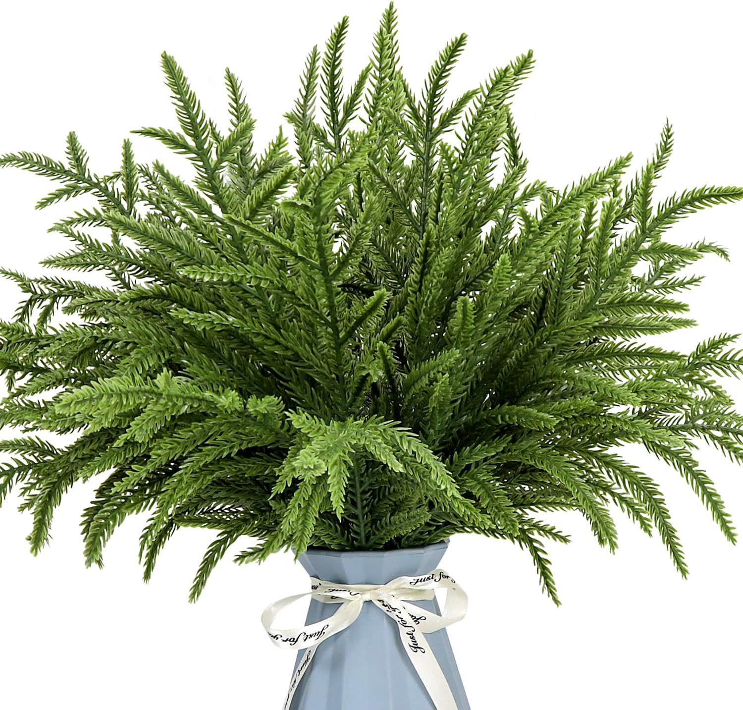 24Pcs Norfolk Pine Branches Stems 13.5″ Artificial Pine Needles Sprigs Norfol…