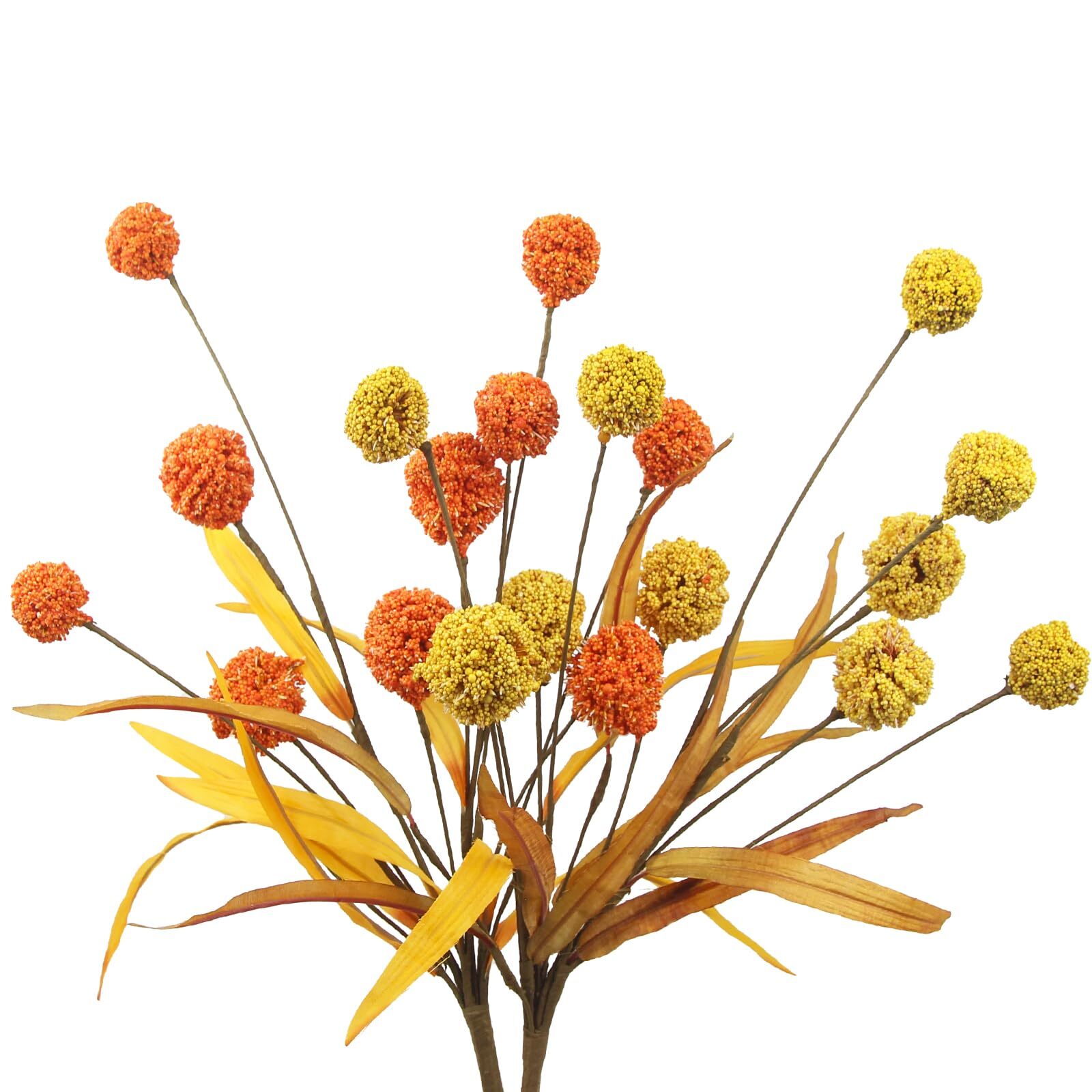 Artificial Bush Mini Ball Flowers Faux Billy Button Thistle Globe Echinops