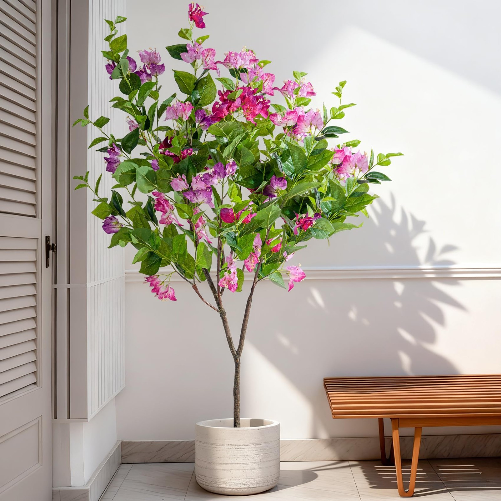 4FT Lifelike Artificial Bougainvillea Tree – Potted Faux Plant for Home, Office,