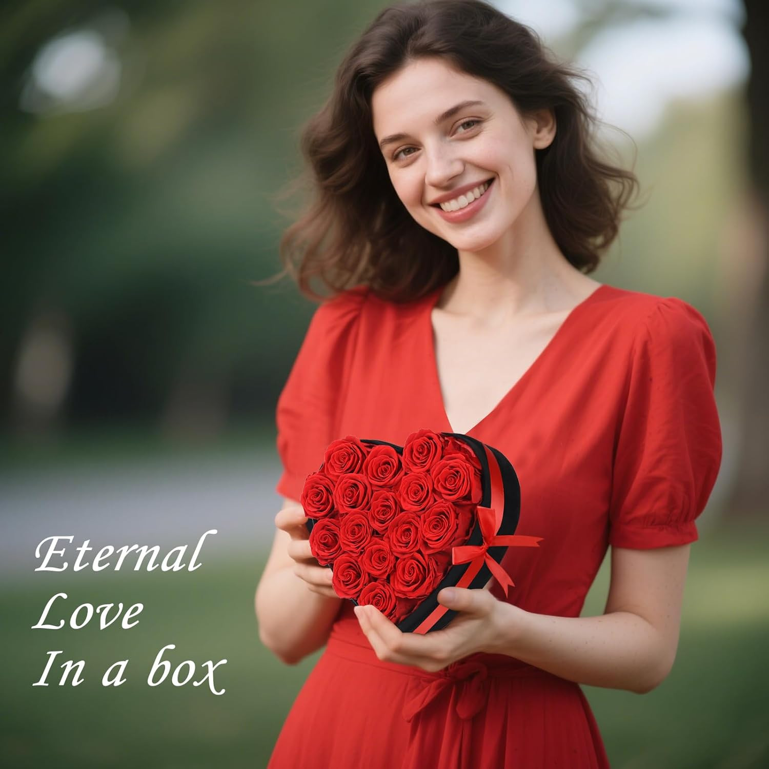 Luxury Forever Real Roses in Suede Box – 16-Piece Preserved Flowers Roses Gifts
