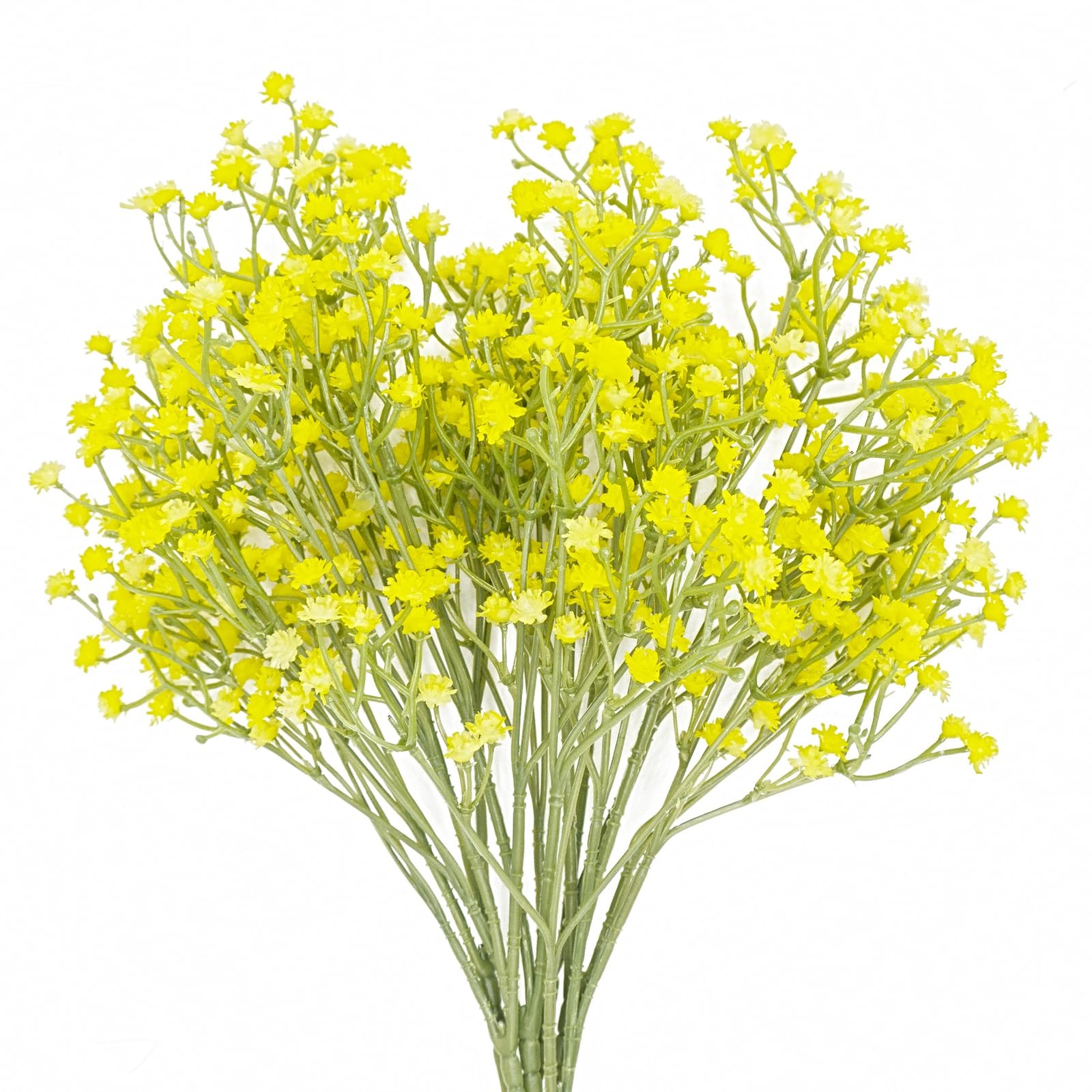 6 Bunches Yellow Babys Breath Artificial Flowers 20.5 Inch Gypsophila Bouquet