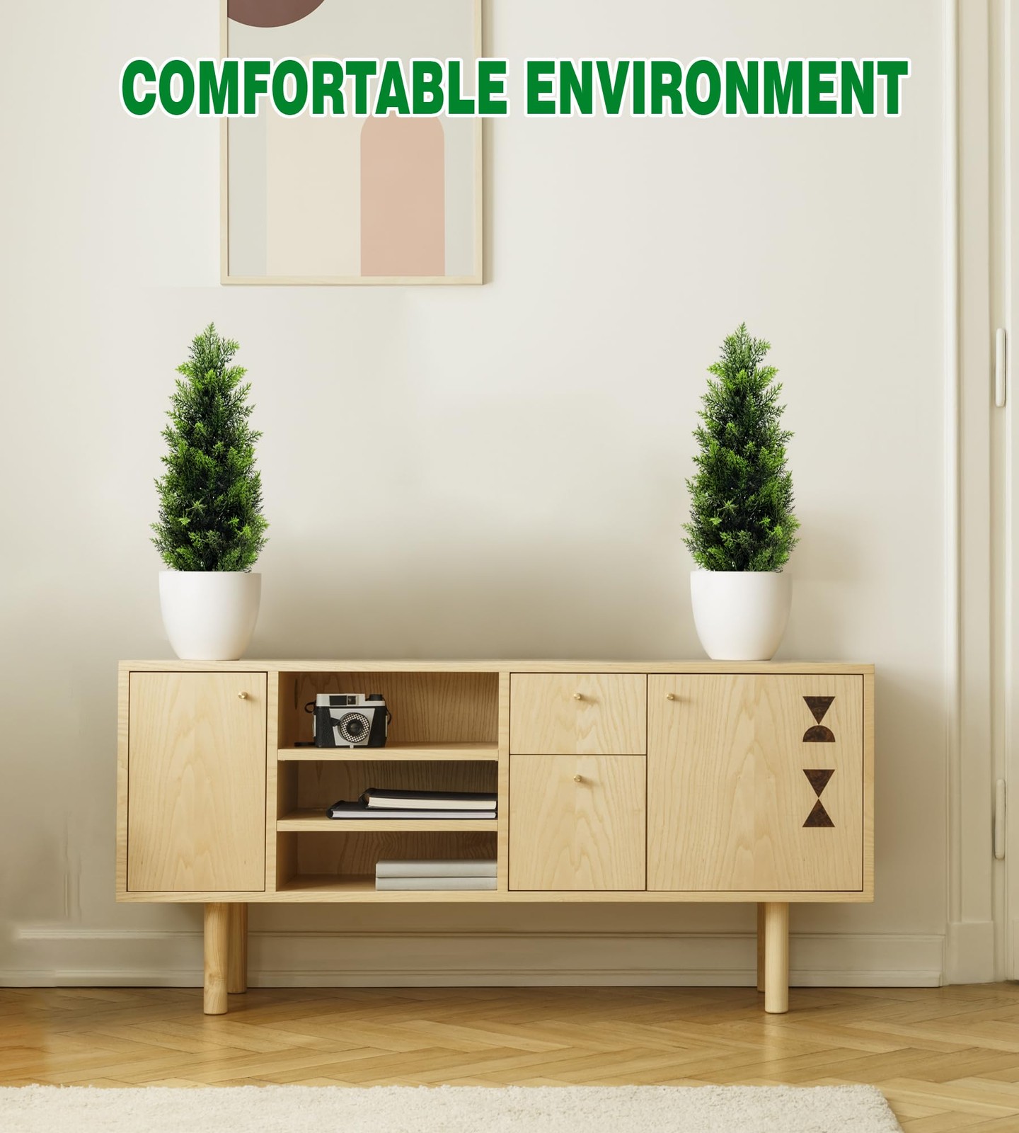 2 PCS 2FT Artificial Cedar Trees Realistic Fake Potted Evergreen Plants