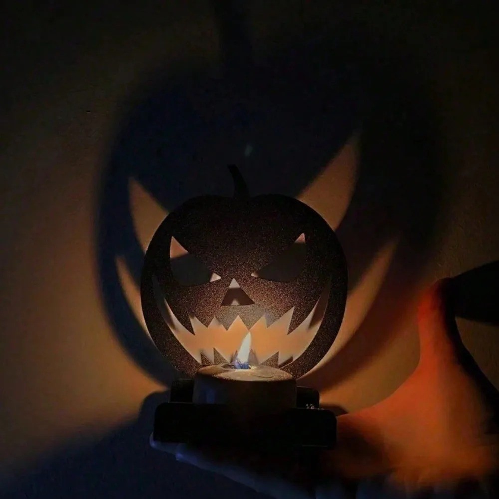 Gothic Halloween Pumpkin Candle Holder Spooky Table Centerpiece for Party Decor