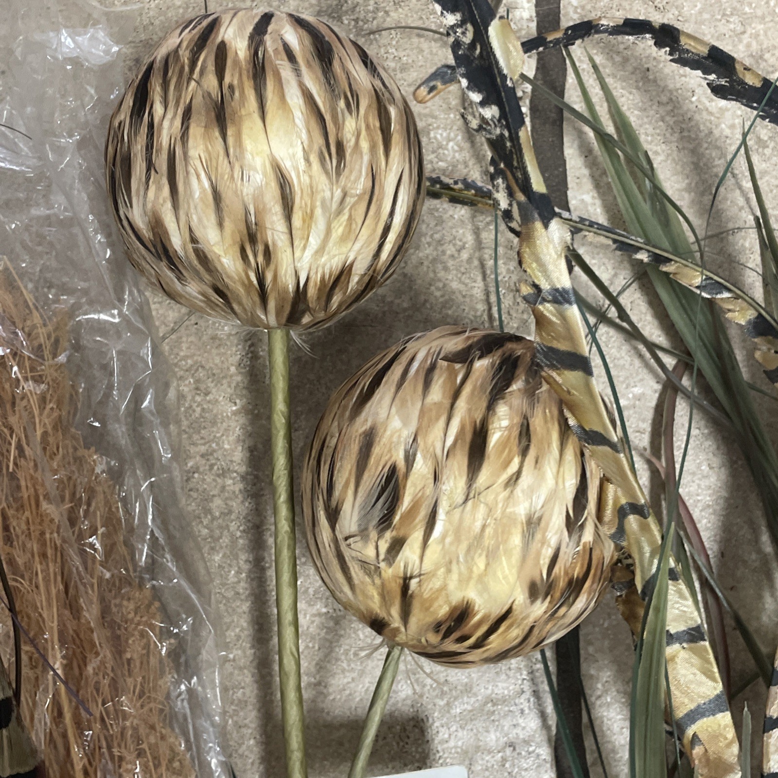 Artificial Silk Faux Flower Stems Bundle 8 Pieces Brown Animal Snake Skin Prints