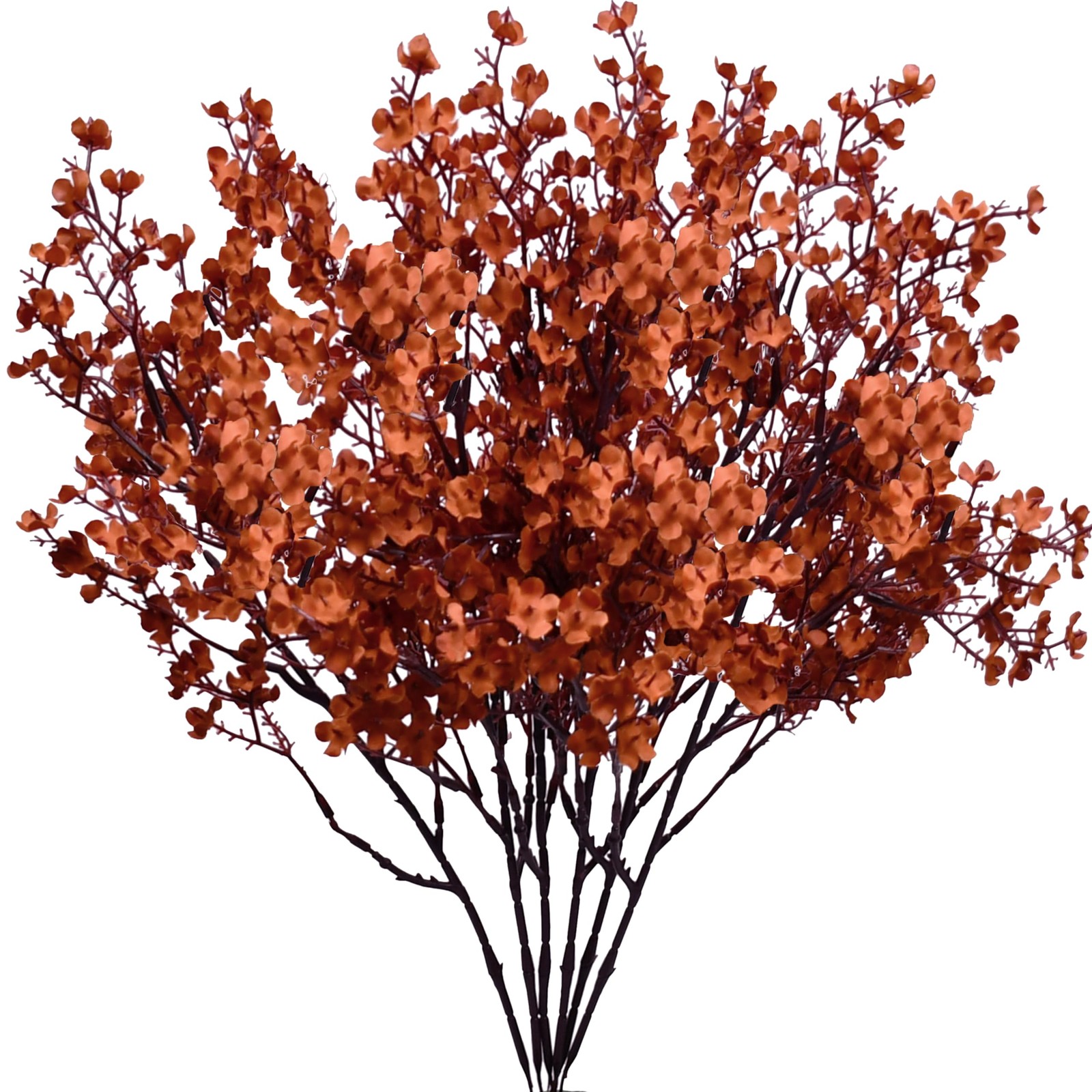 15 Bundles Burnt Orange Artificial Babys Breath Silk Gypsophila 18.5 Inch