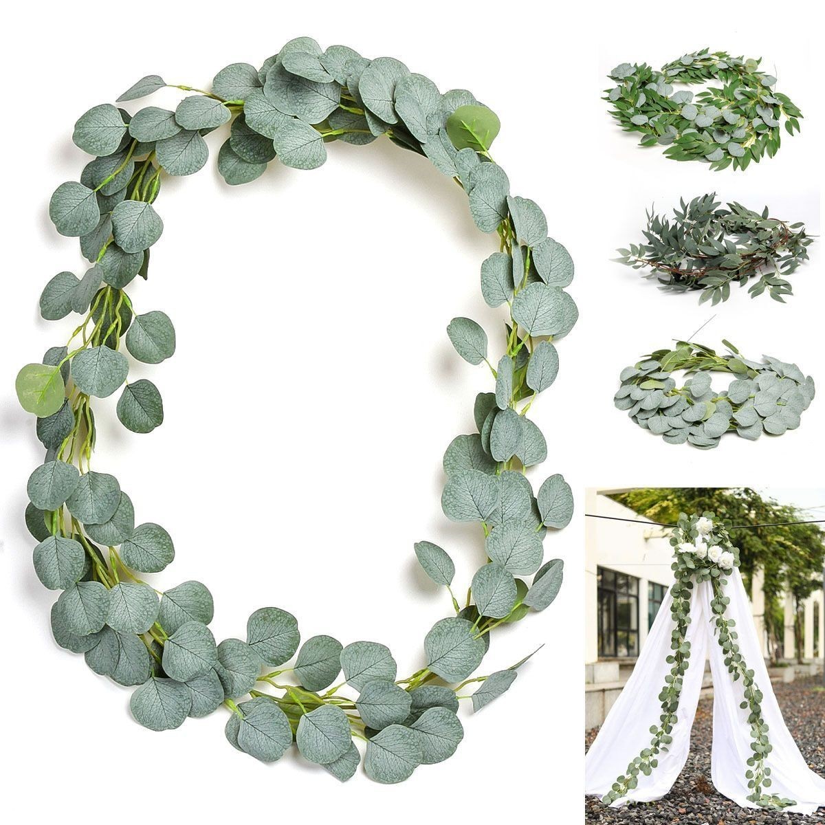 Fake Artificial Eucalyptus Garland Wreath Greenery Leaf Vine Wedding Plant Decor
