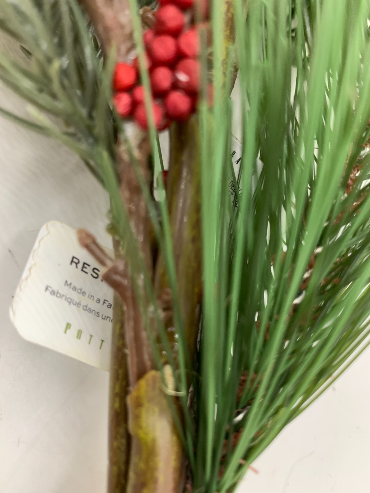 Pottery Barn Faux Juniper & Berry Bundle Red Green 20″ h #4845A