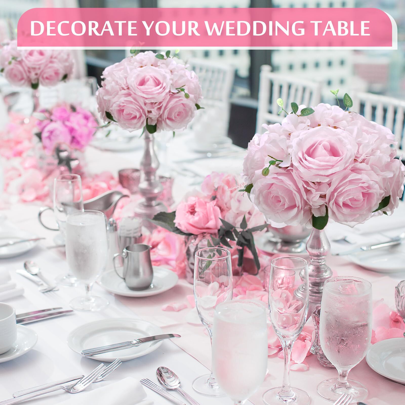 2 Pcs Flower Ball Centerpieces for Table Flower Ball Arrangement Bouquet Fake…