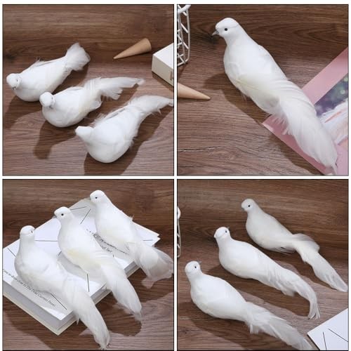 2pcs Christmas Ornament Birds Artificial Peace Dove with Clips Christmas