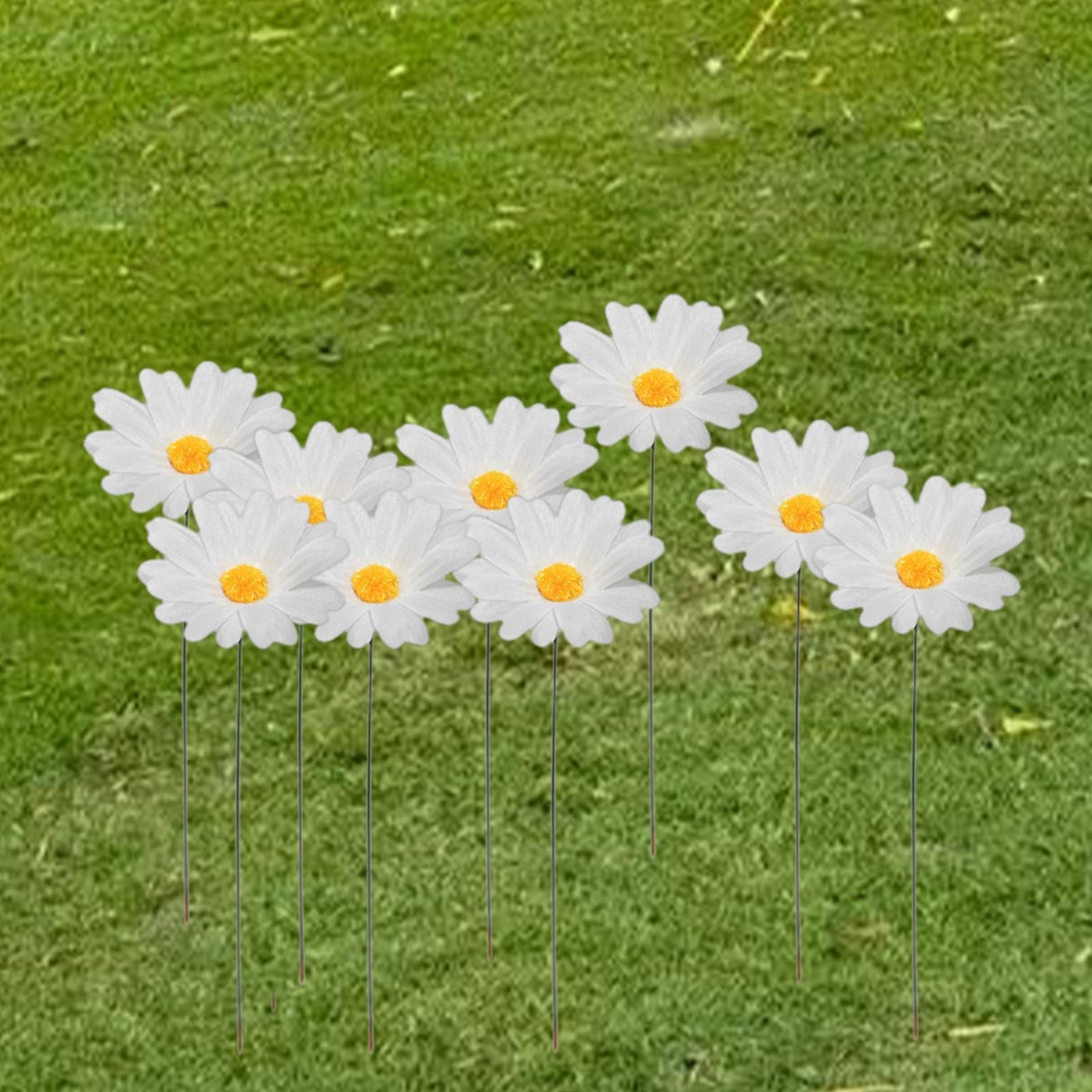 10Pcs Daisy Flower Stakes Plant Flower Stake Outdoor Decor Stake for Lawn