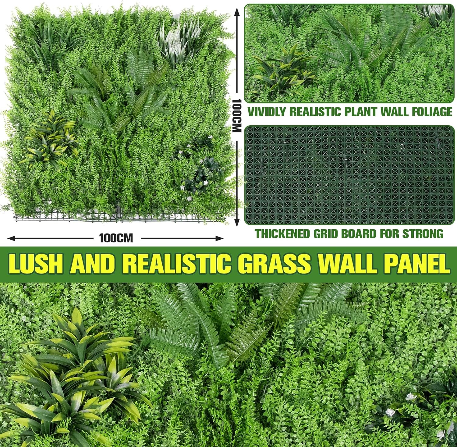 3PCS 40×40″ Artificial Boxwood Wall Hedge Mat Plant Panels Grass Fence Outdoor