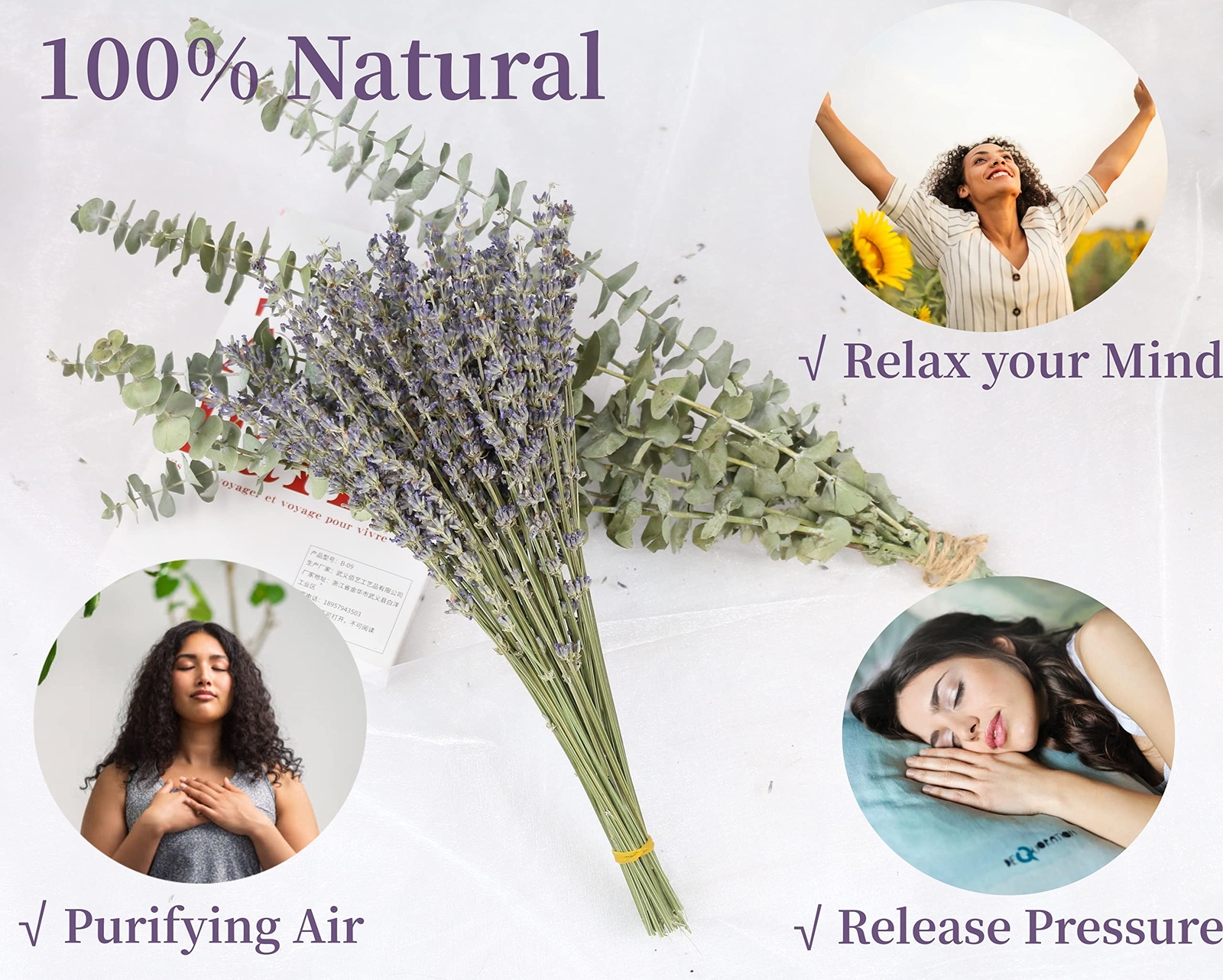 68 Pcs Mix Eucalyptus Stems & Dried Lavender Bundle for Shower 17 Natural Real