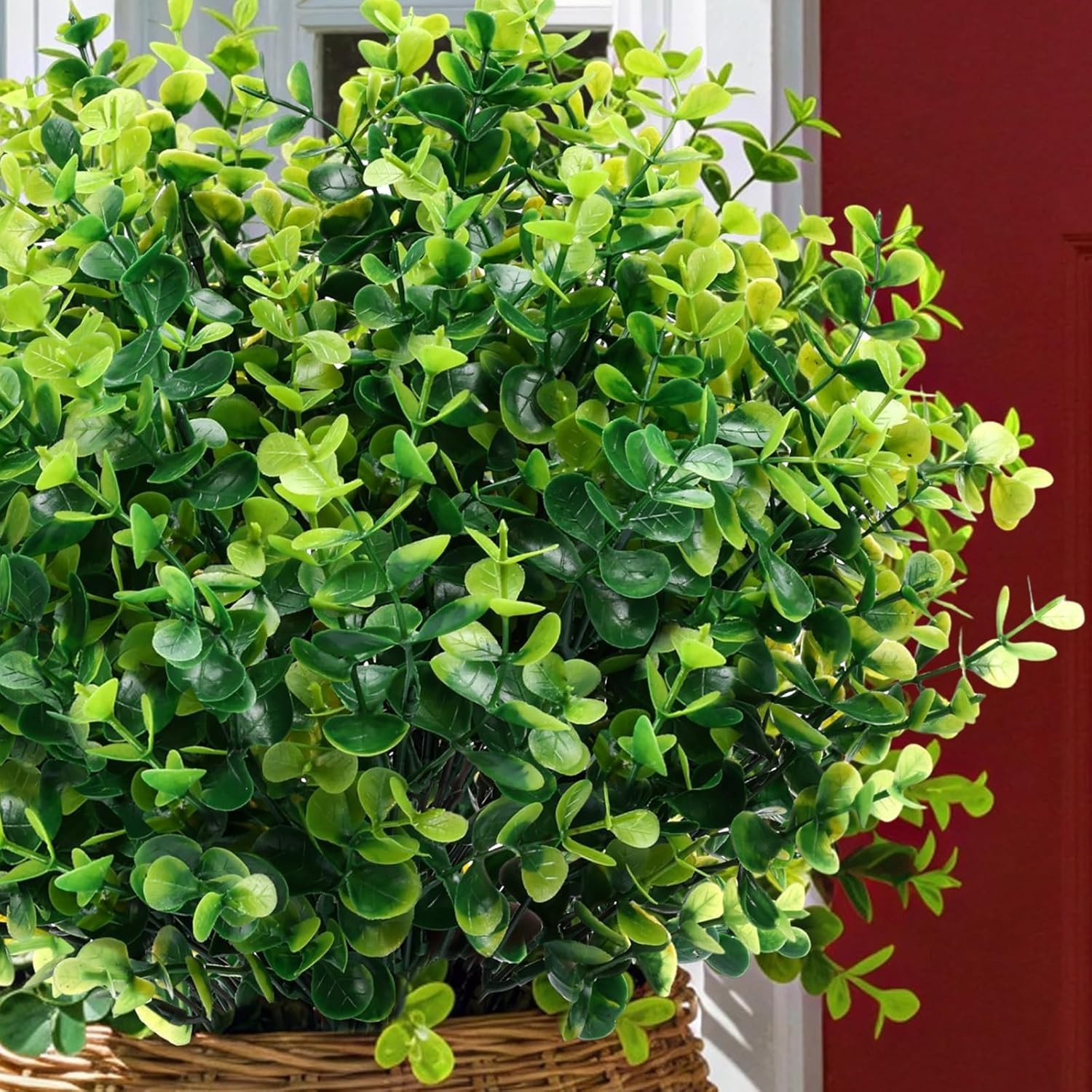 24-Pack UV Resistant Artificial Boxwood Stems for Elegant Indoor/Outdoor Decor