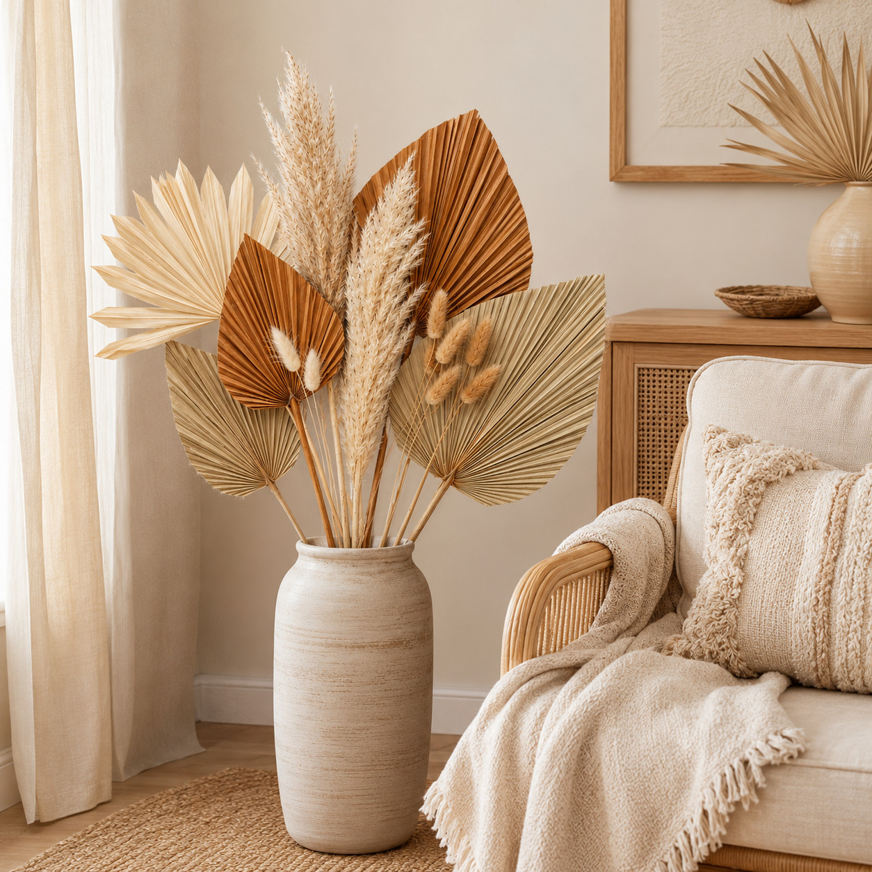 20Pcs Dried Palm Leaves Pampas Grass Mix 19-20in Boho Wedding Home Decor