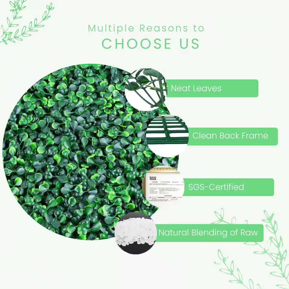 20 In. H X 20 In. W Artificial Boxwood Hedge Uv-Proof Greenery Panels Grass Wall