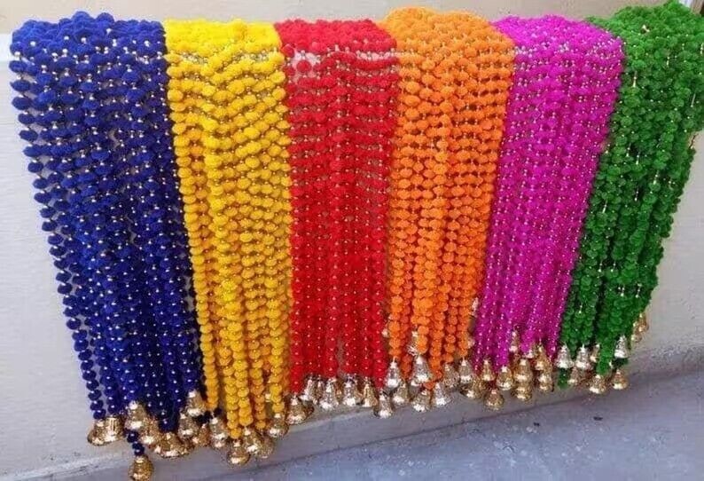 Wholesale Indian Mariold Strings Flower Garlands Indian Ceramony Wall