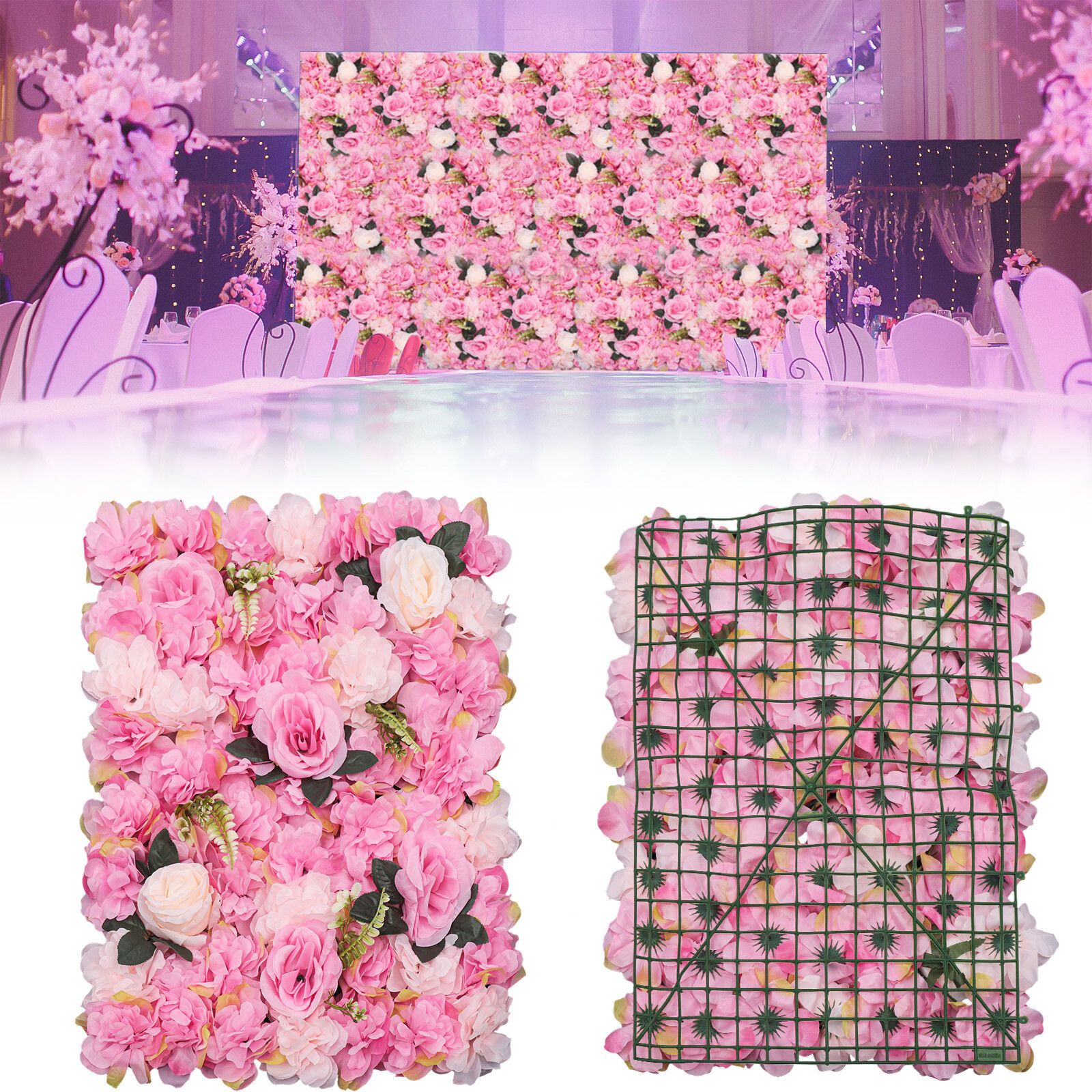 23.6×15.7 inch, 12* Artificial Flower Wall Panels for Wedding Backdrops Decor