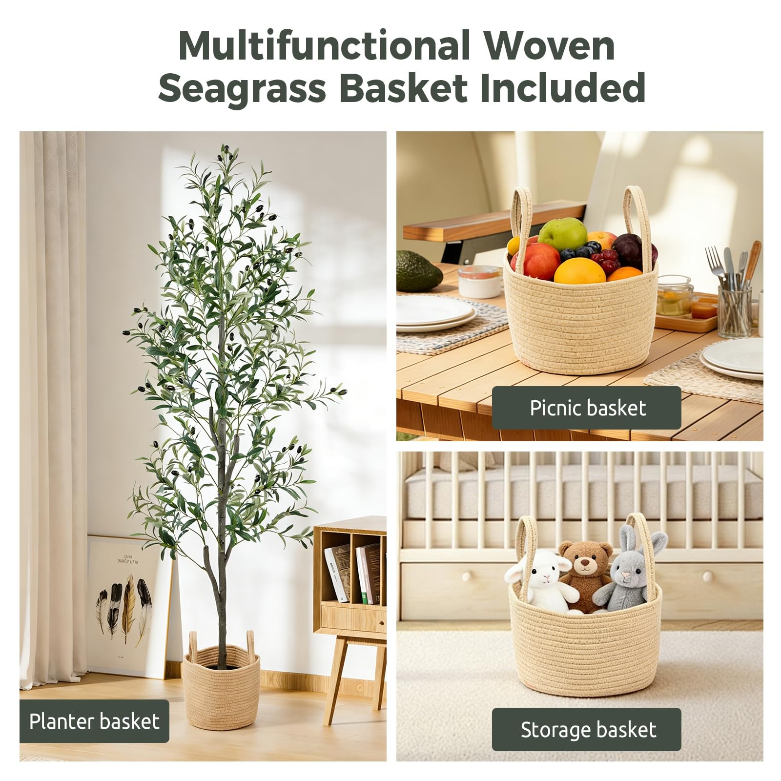 Olive Trees Artificial Indoor 6FT, Faux Olive Tree with Woven Basket & Natura…