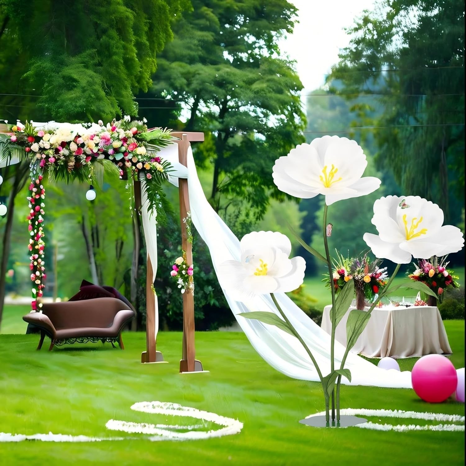 3PCS Giant Flowers for Decorations Large Standing Felt Fabric Flower with Stems