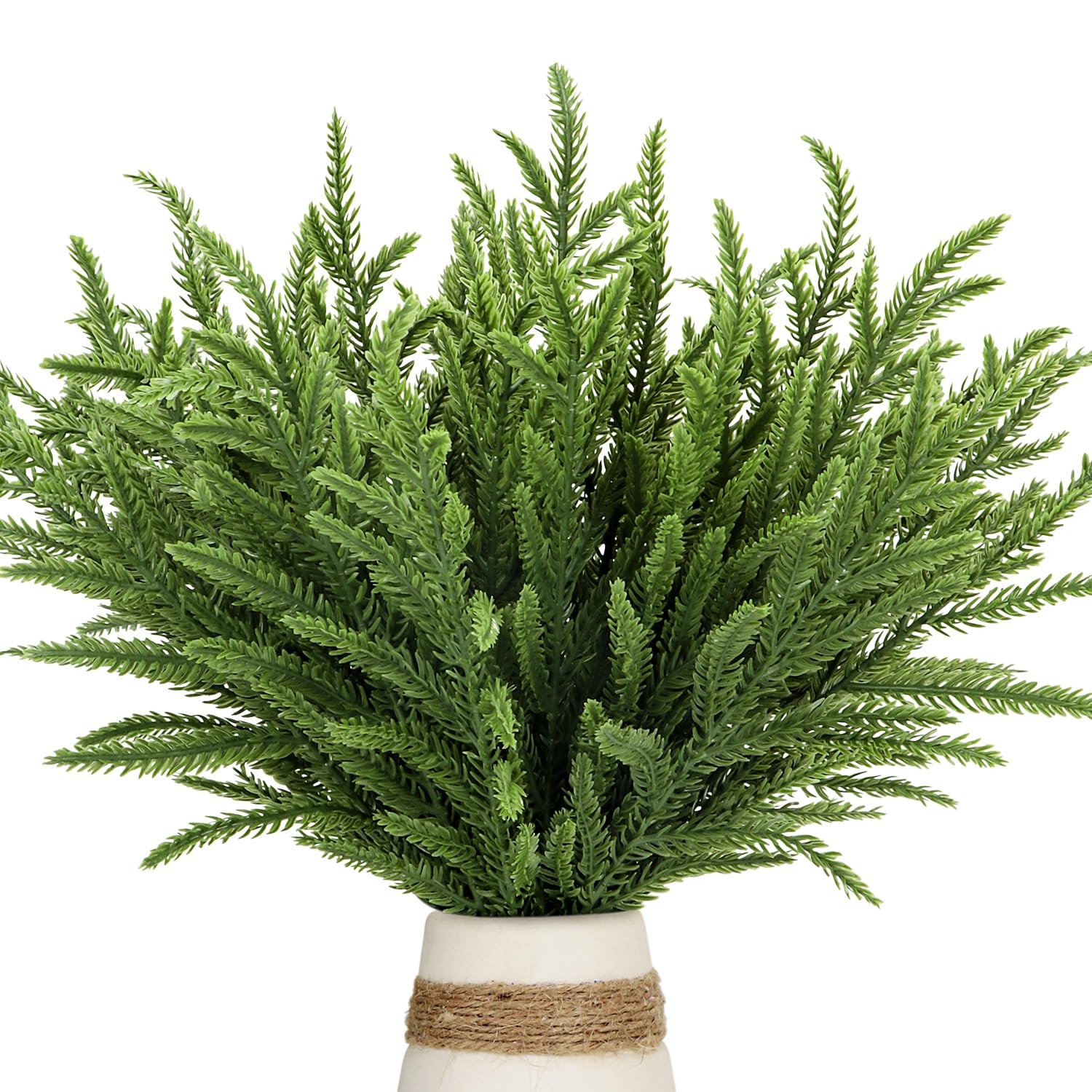 30 Pcs Christmas Real Touch Norfolk Stems 15Inch Artificial Pine Branches Faux