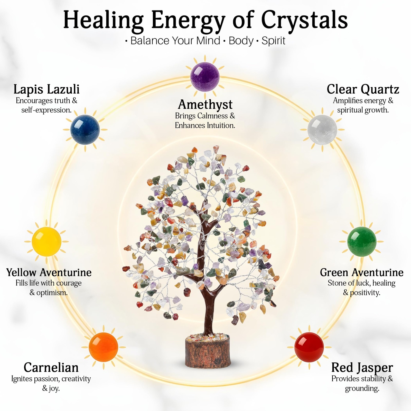 Mix Chakra Crystal Tree – Gem Tree Meditation Room Decor